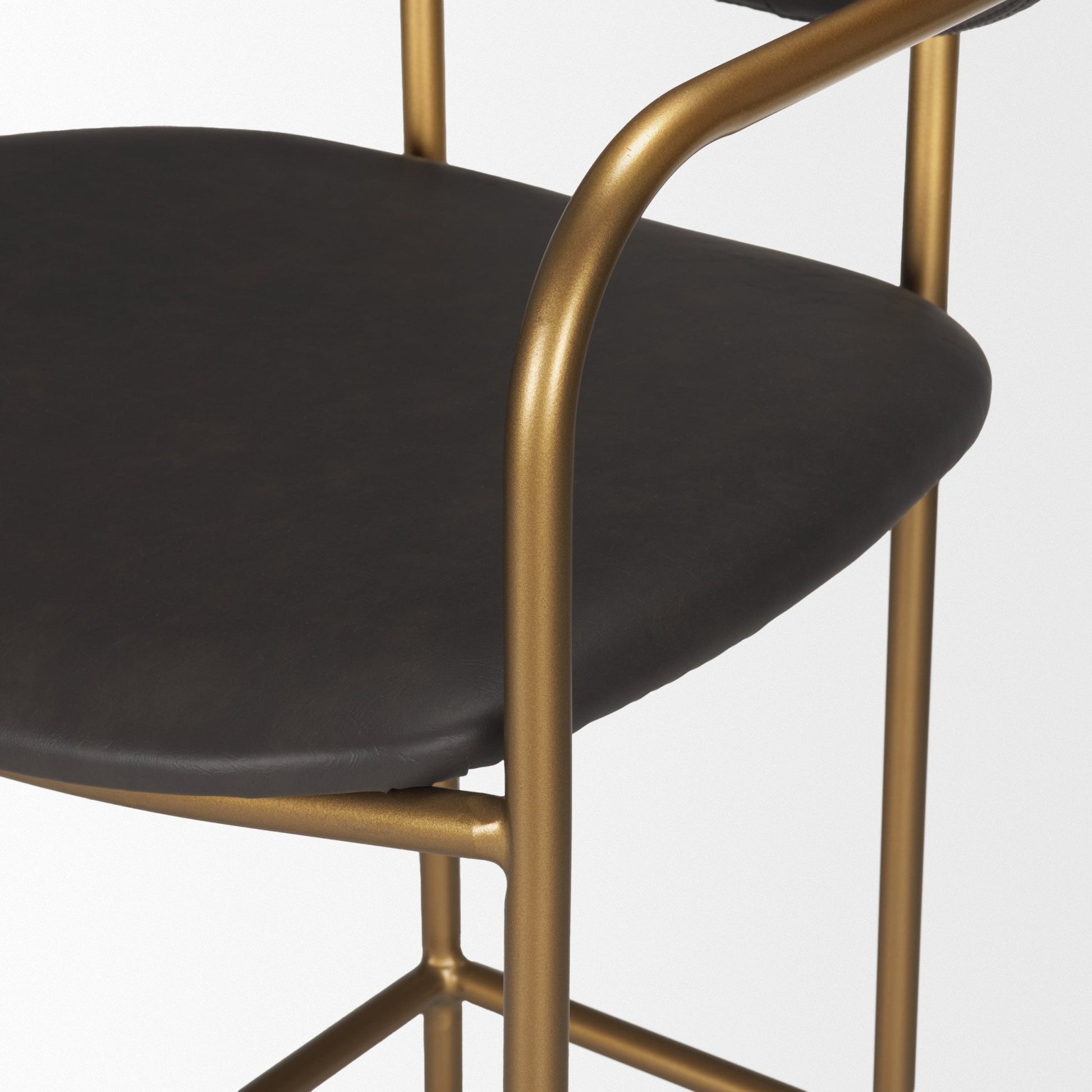 Parker Brown Faux Leather Seat Gold Metal Bar Stool - Central Designs