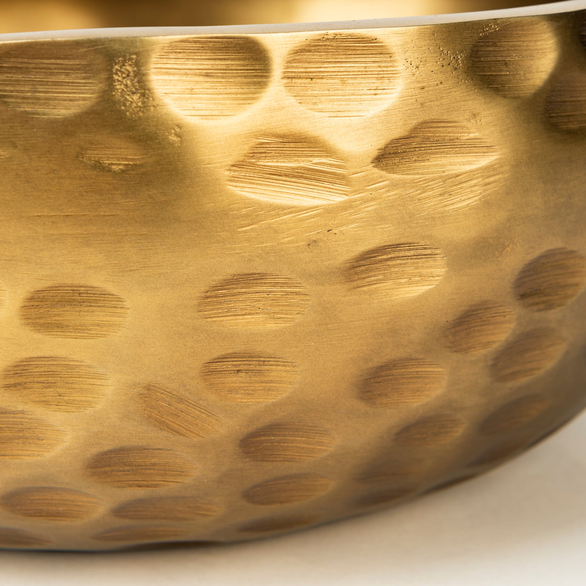 Karmel 12L x 12W Gold Hammered Aluminum Bowl - Central Designs