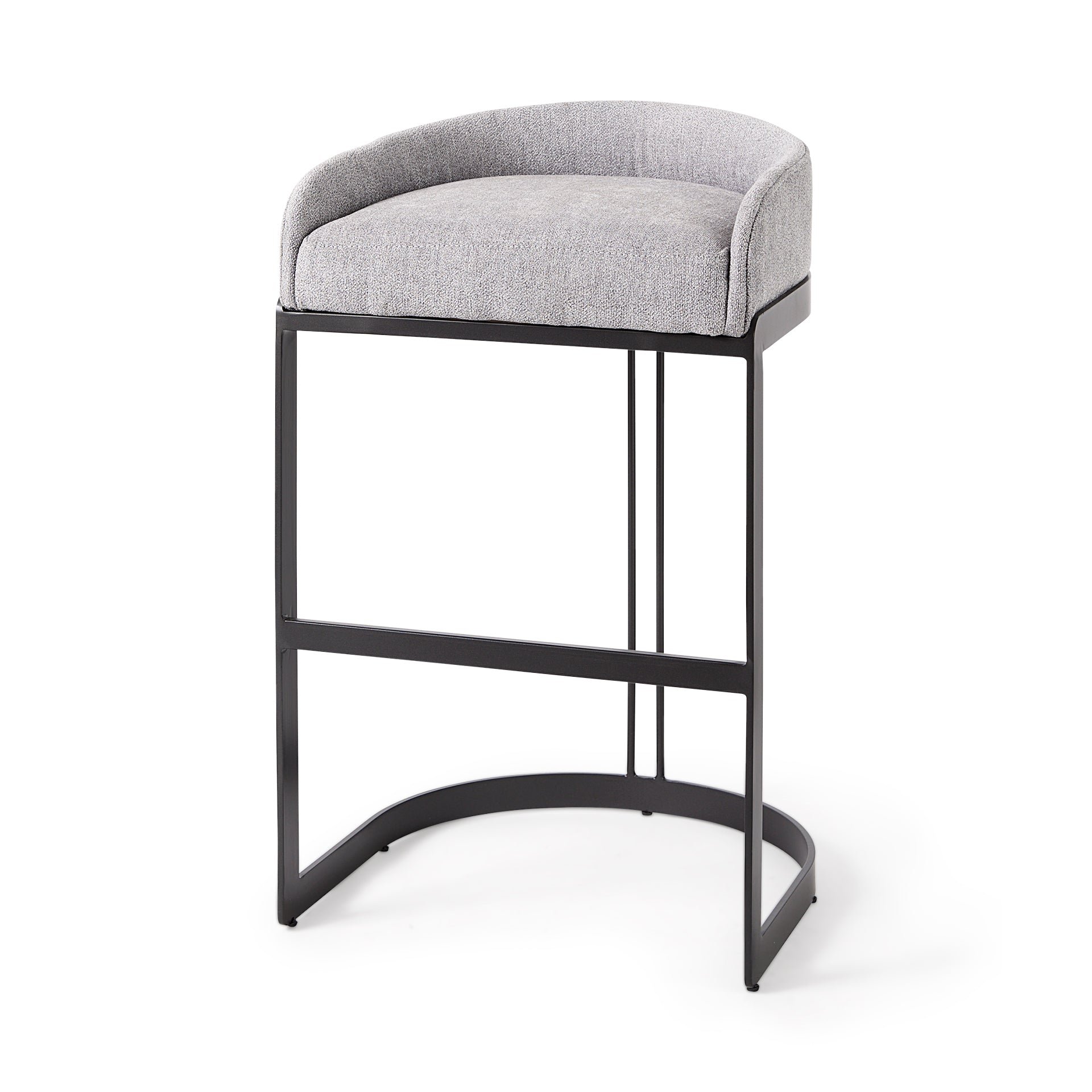 Hollyfield II Gray Fabric Seat W/ Gray Metal Base Bar Stool - Central Designs