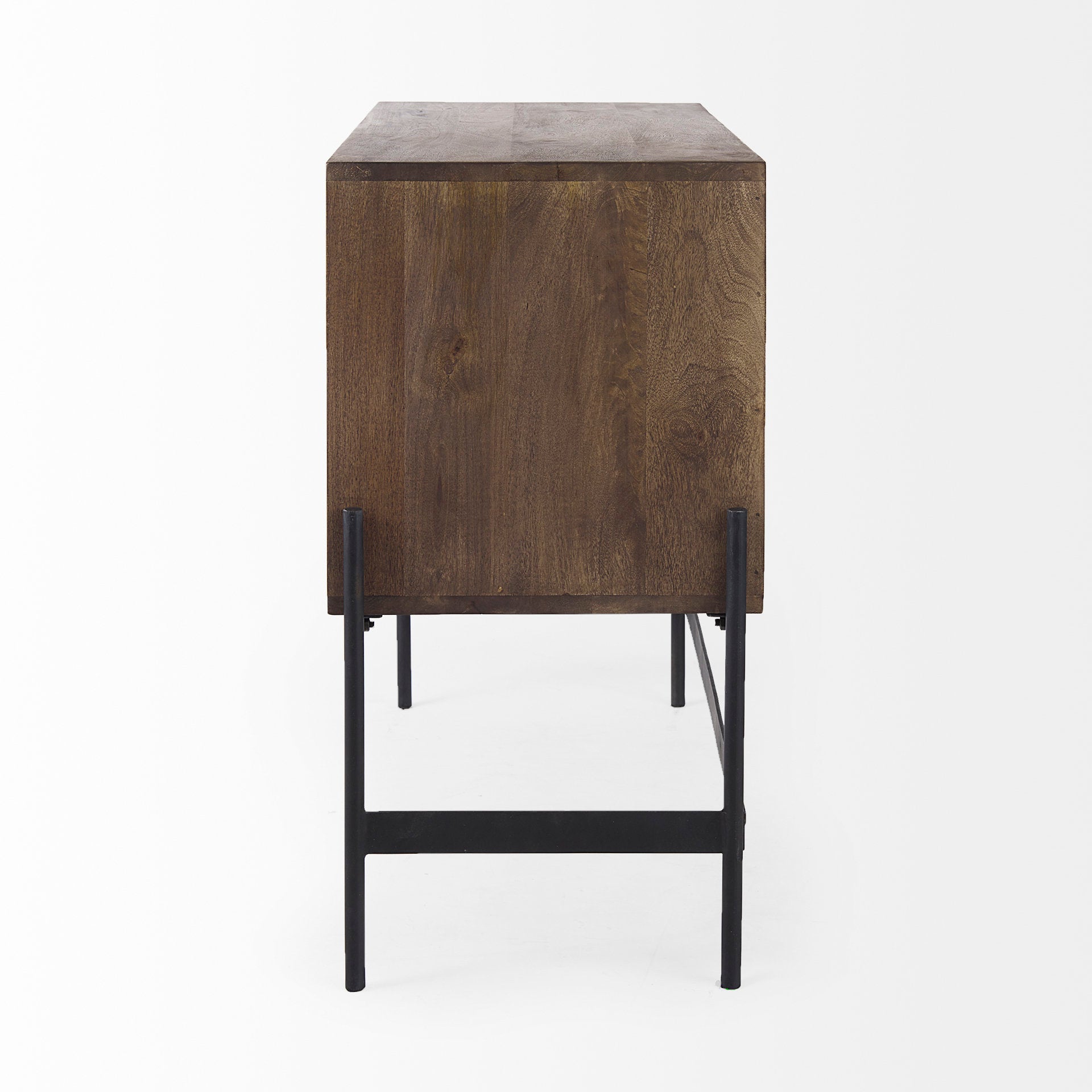 Glenn 38L x 16W x 30H Dark Brown Wood w/ Black Iron Frame, 2 Door Accent Cabinet - Central Designs