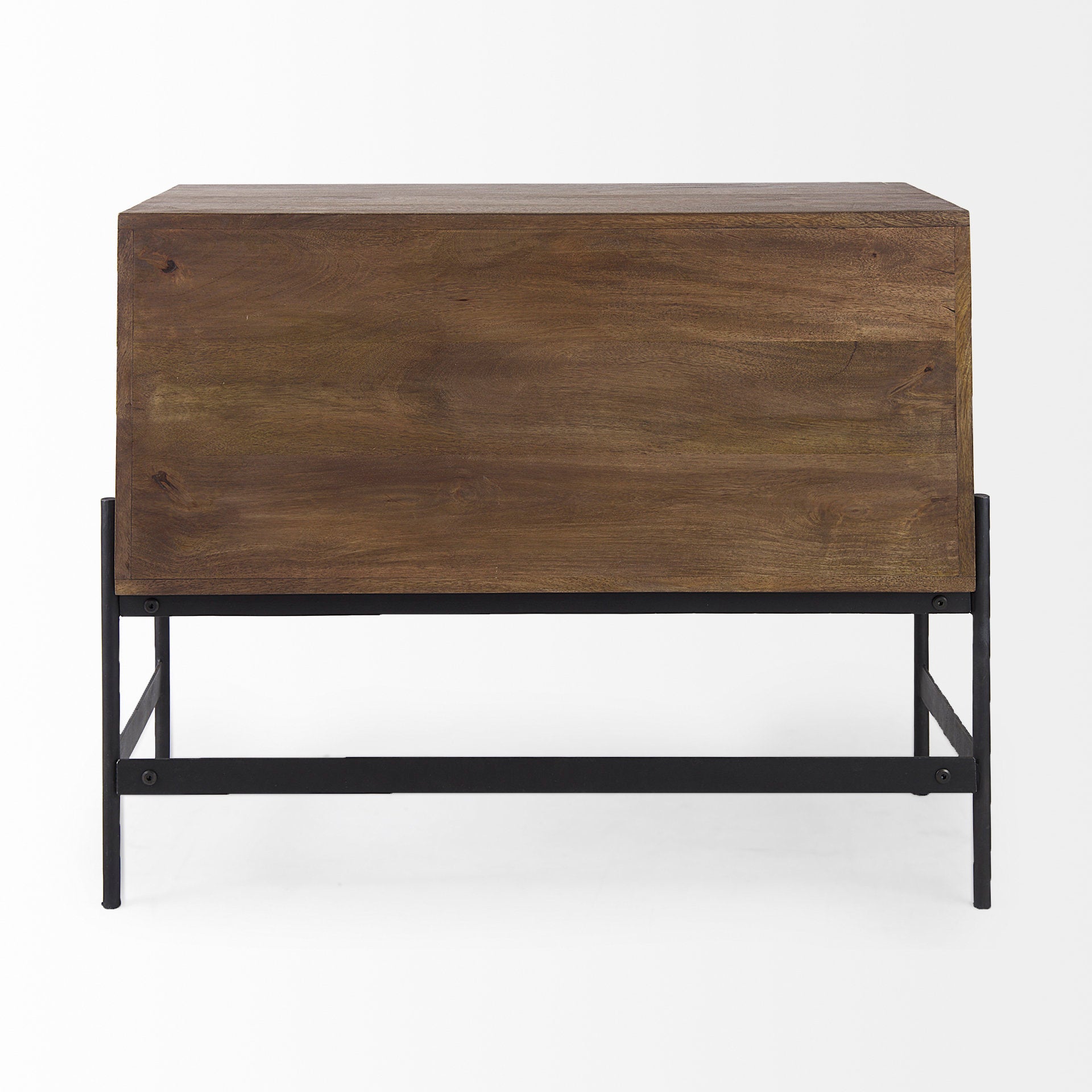 Glenn 38L x 16W x 30H Dark Brown Wood w/ Black Iron Frame, 2 Door Accent Cabinet - Central Designs