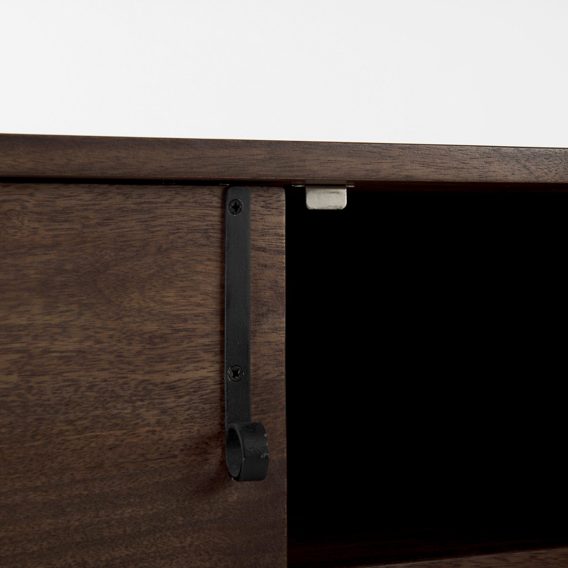 Glenn 38L x 16W x 30H Dark Brown Wood w/ Black Iron Frame, 2 Door Accent Cabinet - Central Designs