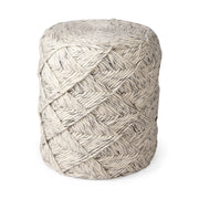 Esfera 17.7L x 15.7W x 15.7H Beige Chevron Woven Round Pouf - Central Designs