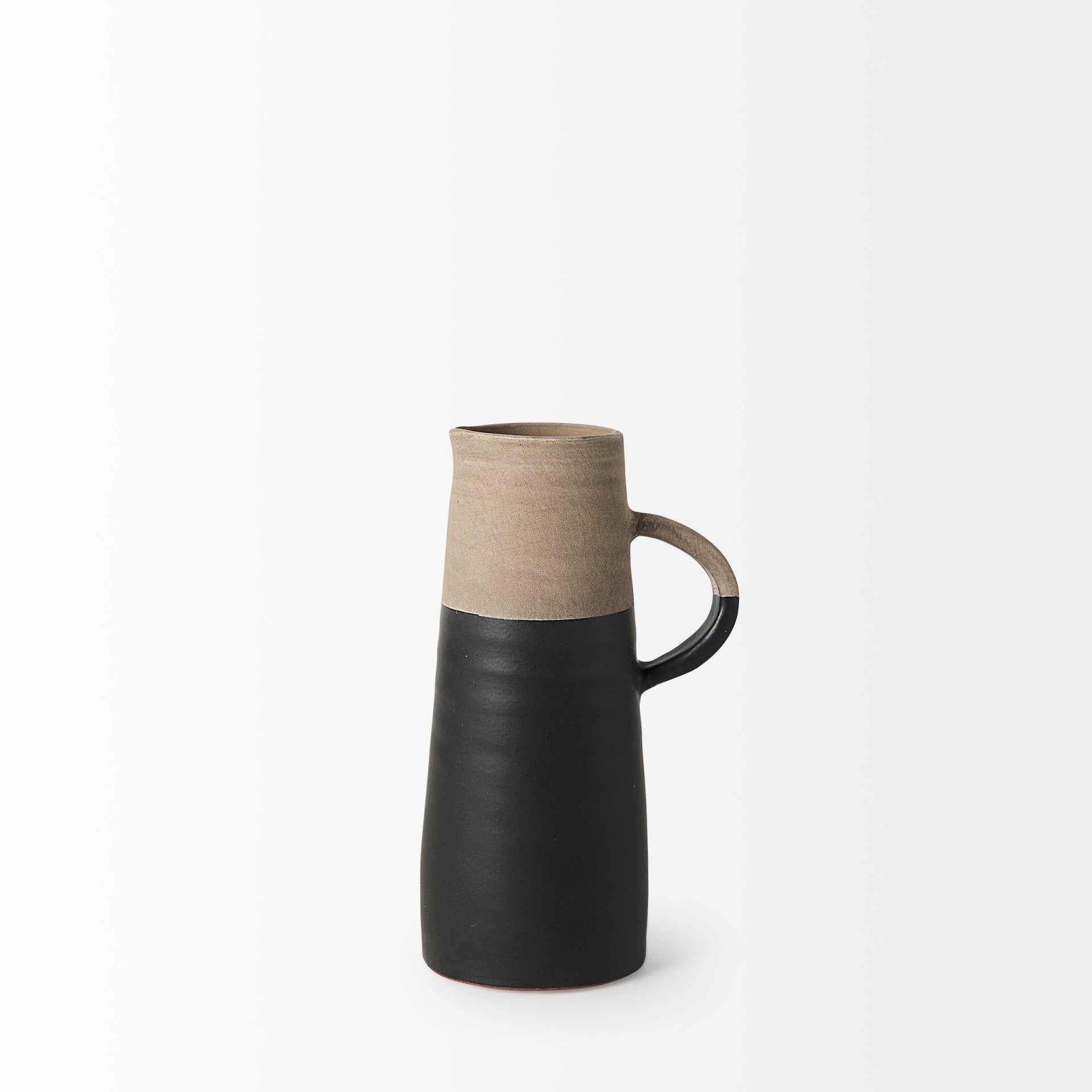 Garand Small 13H Two - Toned Black/Natural Ceramic Jug - Central Designs