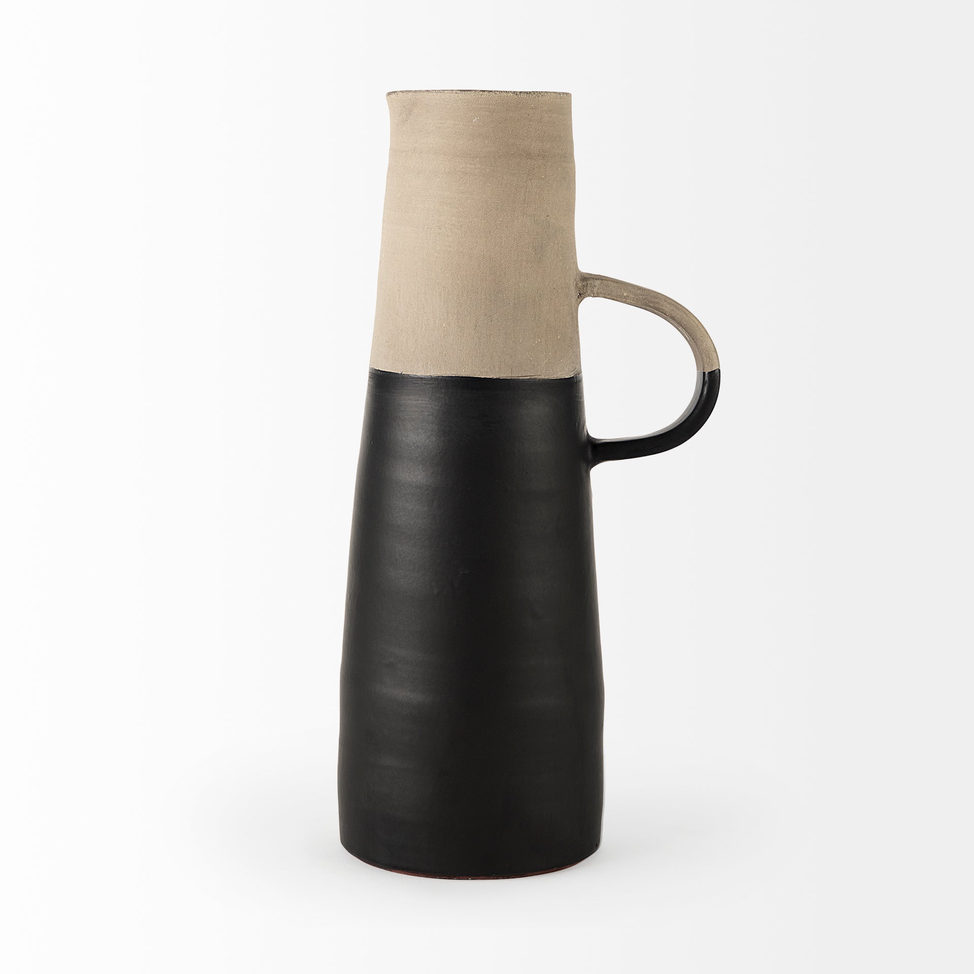 Garand Large 18.8H Two - Toned Black/Natural Ceramic Jug - Central Designs