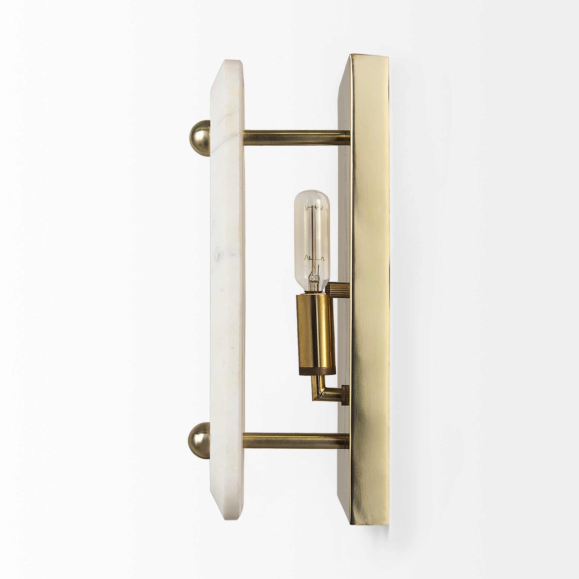 Stein 5L x 6W Gold W/ White Marble Shade Wall Sconce - Central Designs