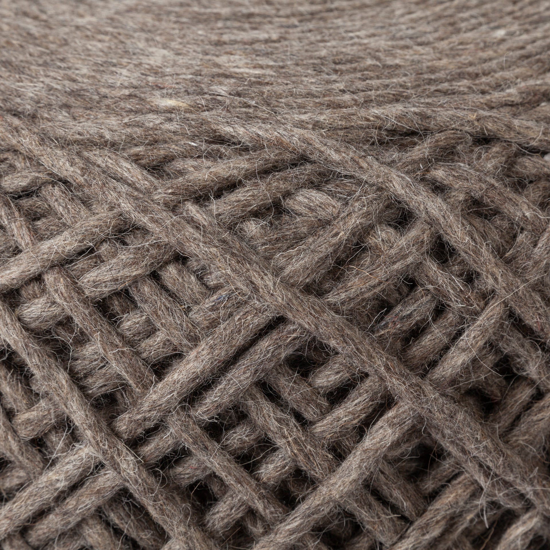 Allium Dark Brown Handwoven Wool Cylindrical Pouf