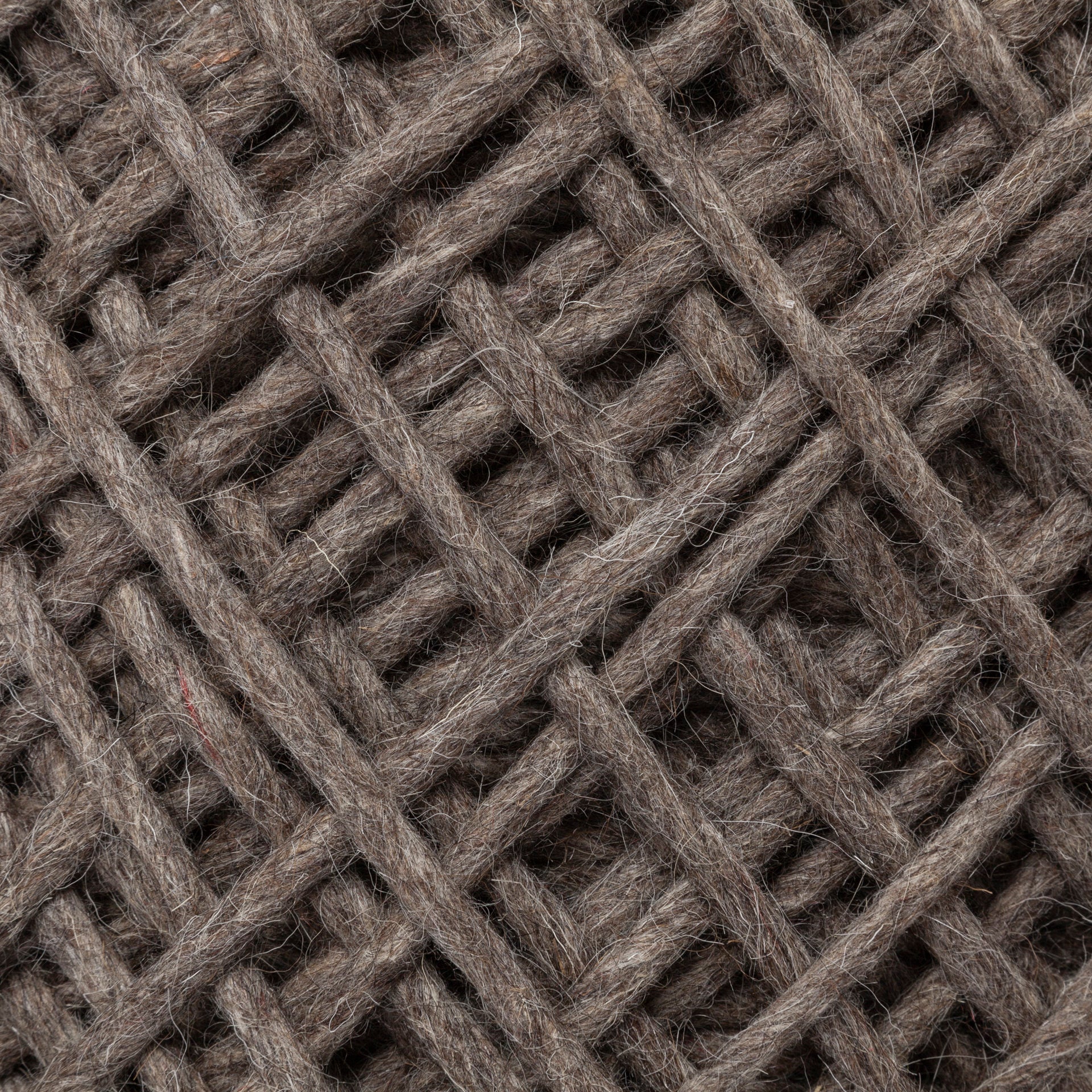 Allium Dark Brown Handwoven Wool Cylindrical Pouf