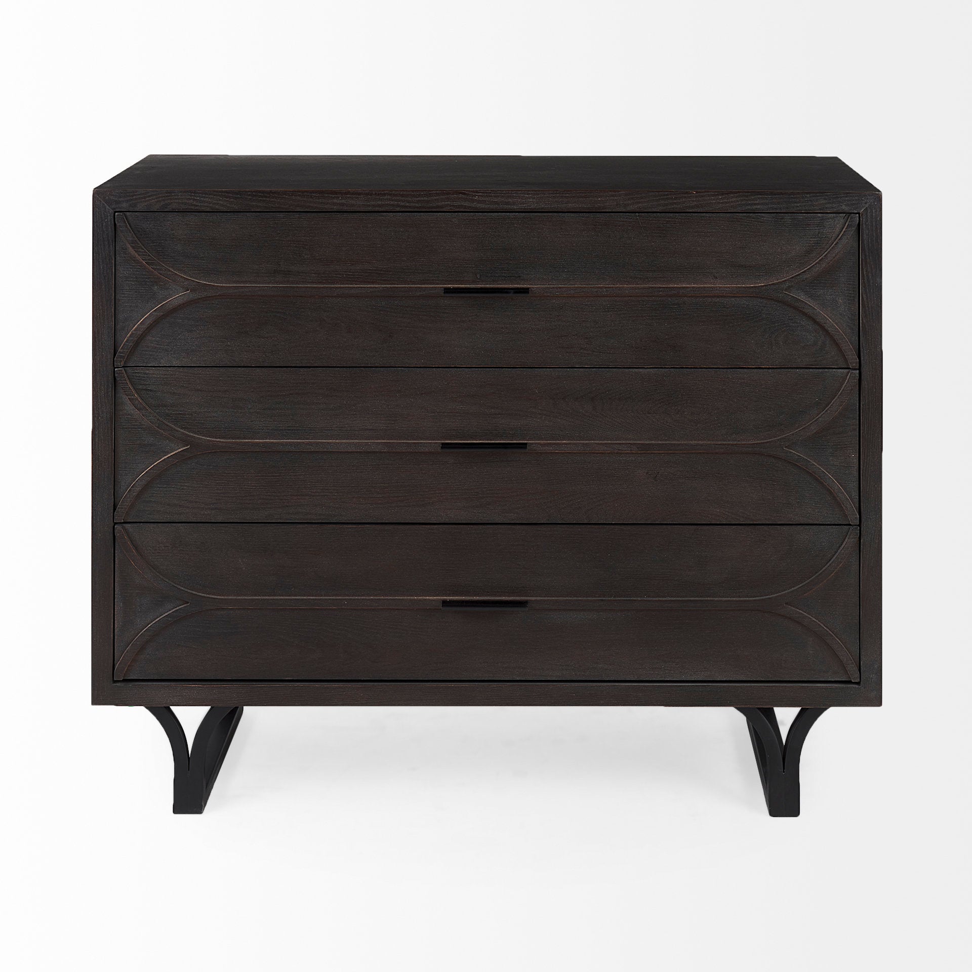 Giselle I 40L x 16W Dark Brown Fir Veneer 3 Drawer Accent Cabinet - Central Designs
