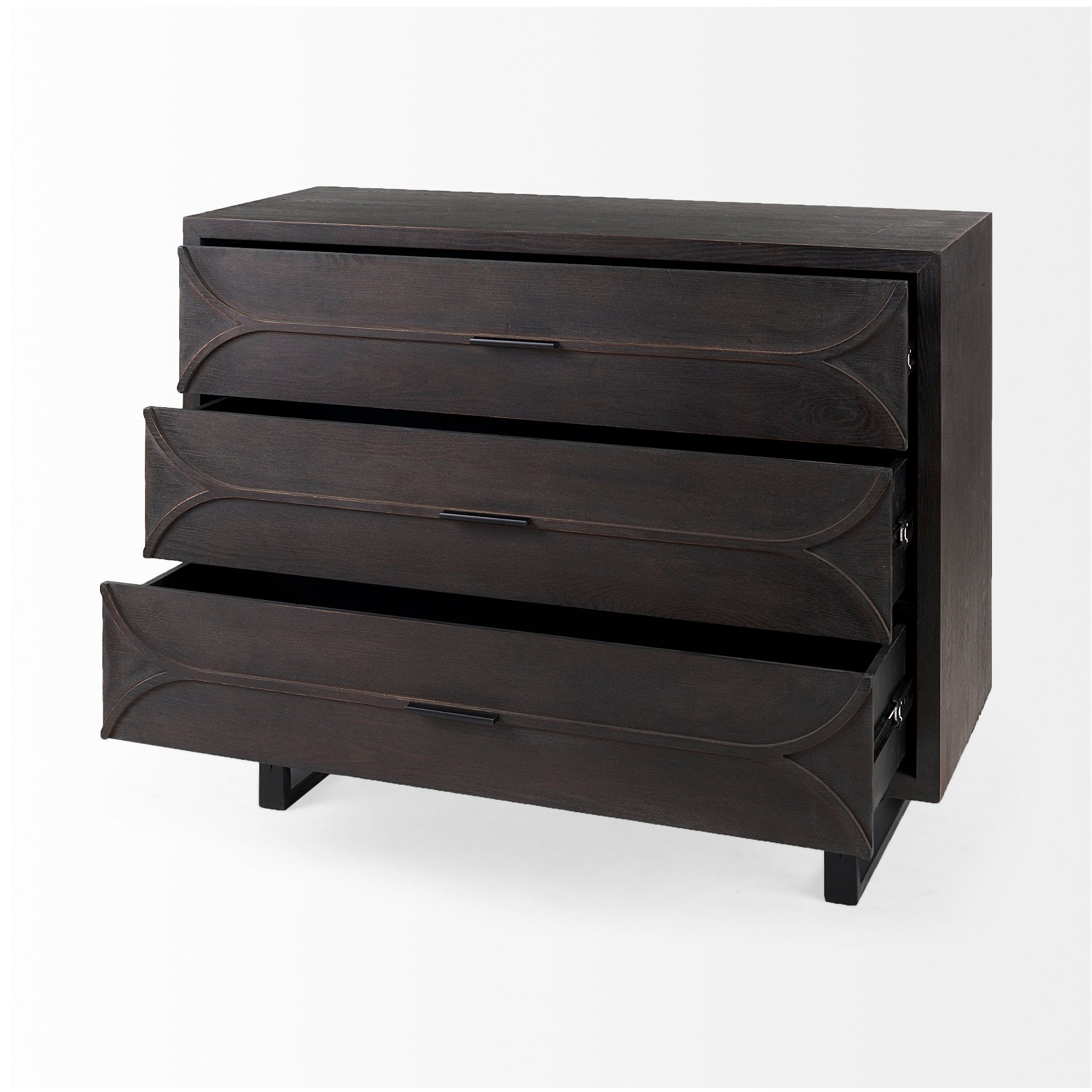 Giselle I 40L x 16W Dark Brown Fir Veneer 3 Drawer Accent Cabinet - Central Designs