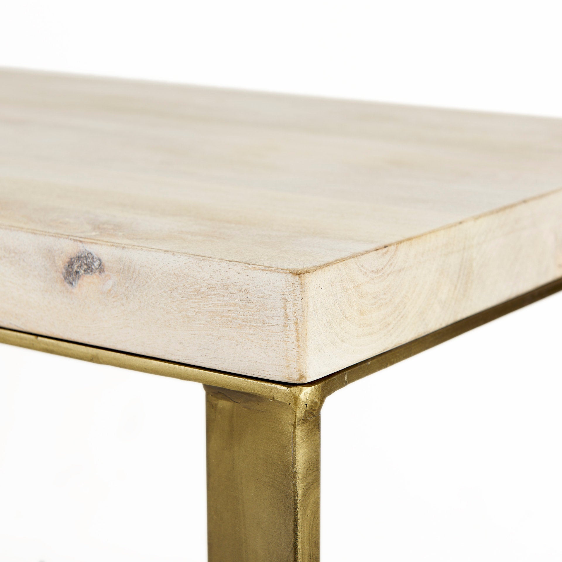 Faye 50L x 15W x 30H Beige Finished Wood W/Gold Metal Base Console Table - Central Designs