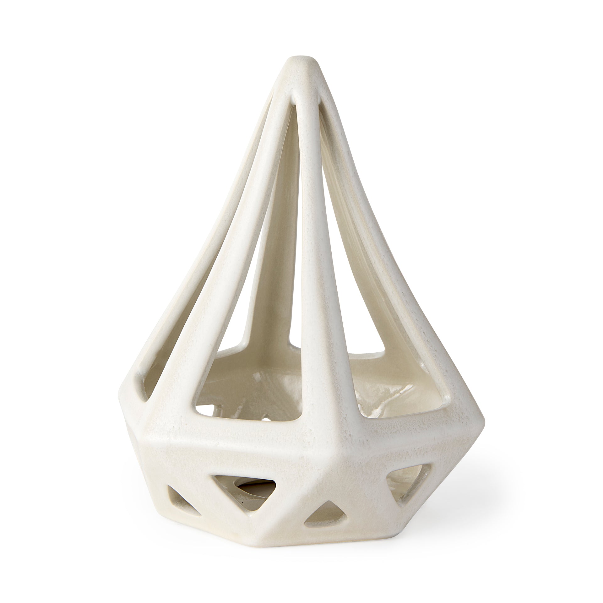 Hood 7.7L x 7.7W x 9.4H White Geometric Ceramic Object - Central Designs