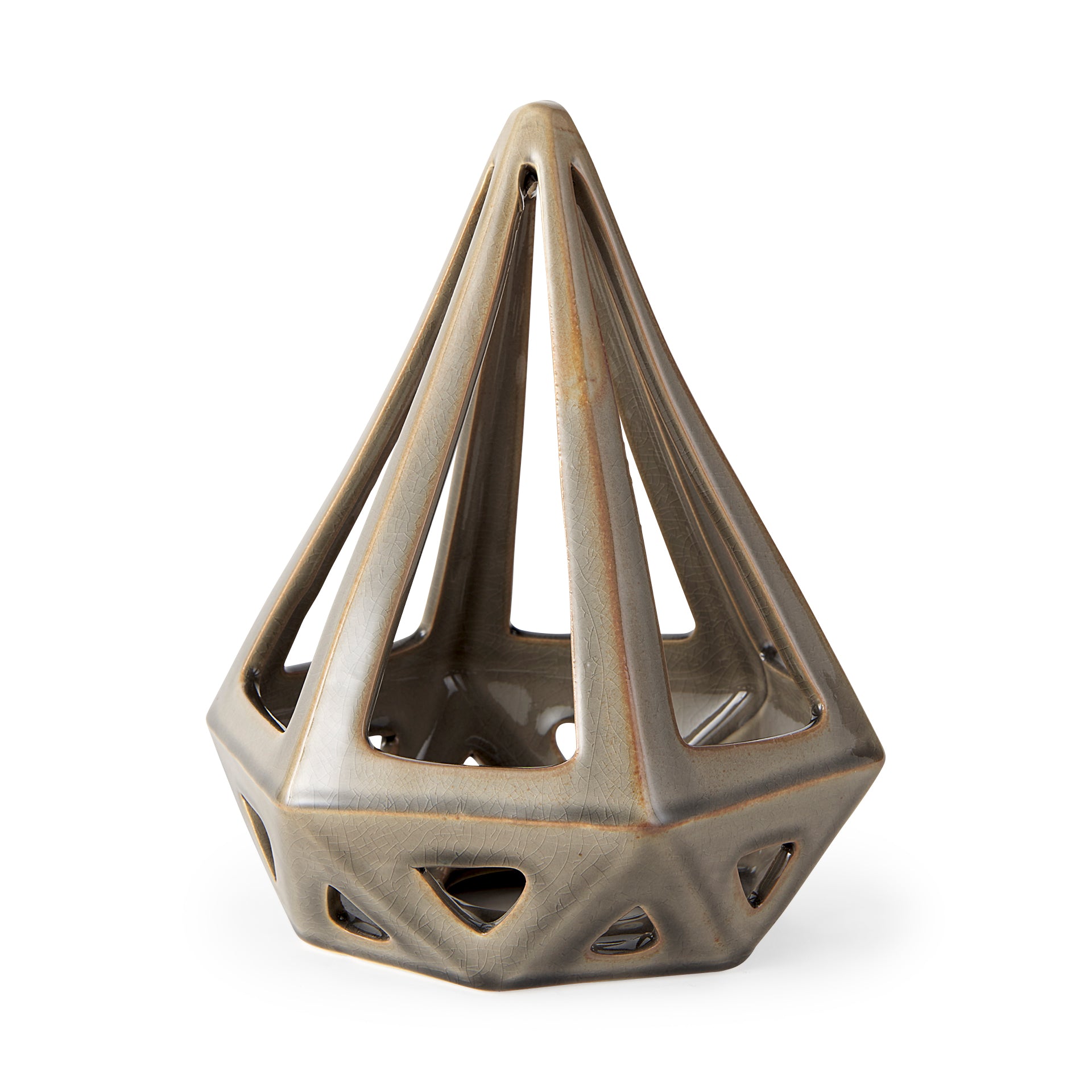 Hood 7.7L x 7.7W x 9.4H Bronze Geometric Ceramic Object - Central Designs