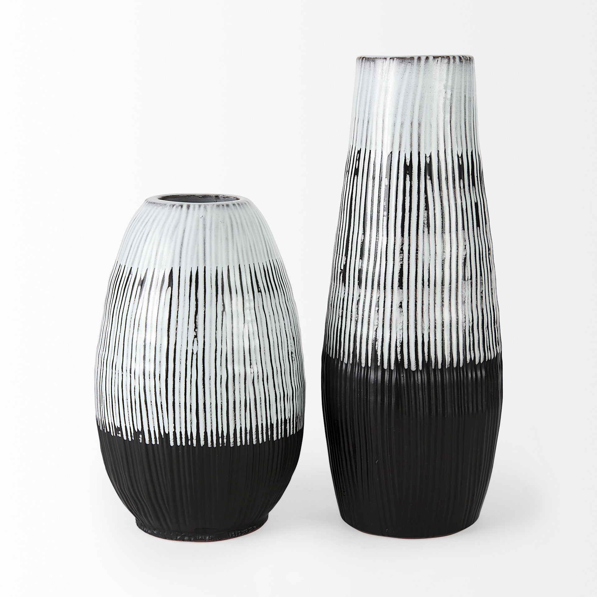 Tanami I Tall Dark Brown/White Ceramic Vase