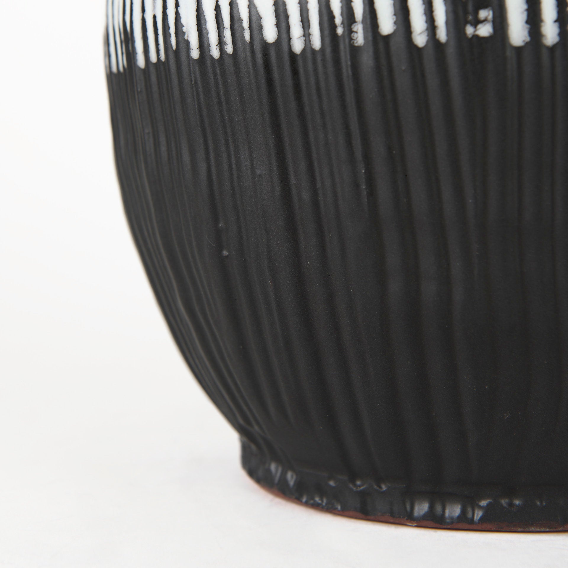 Tanami II Short Dark Brown/White Glazed Ceramic Vase - Central Designs