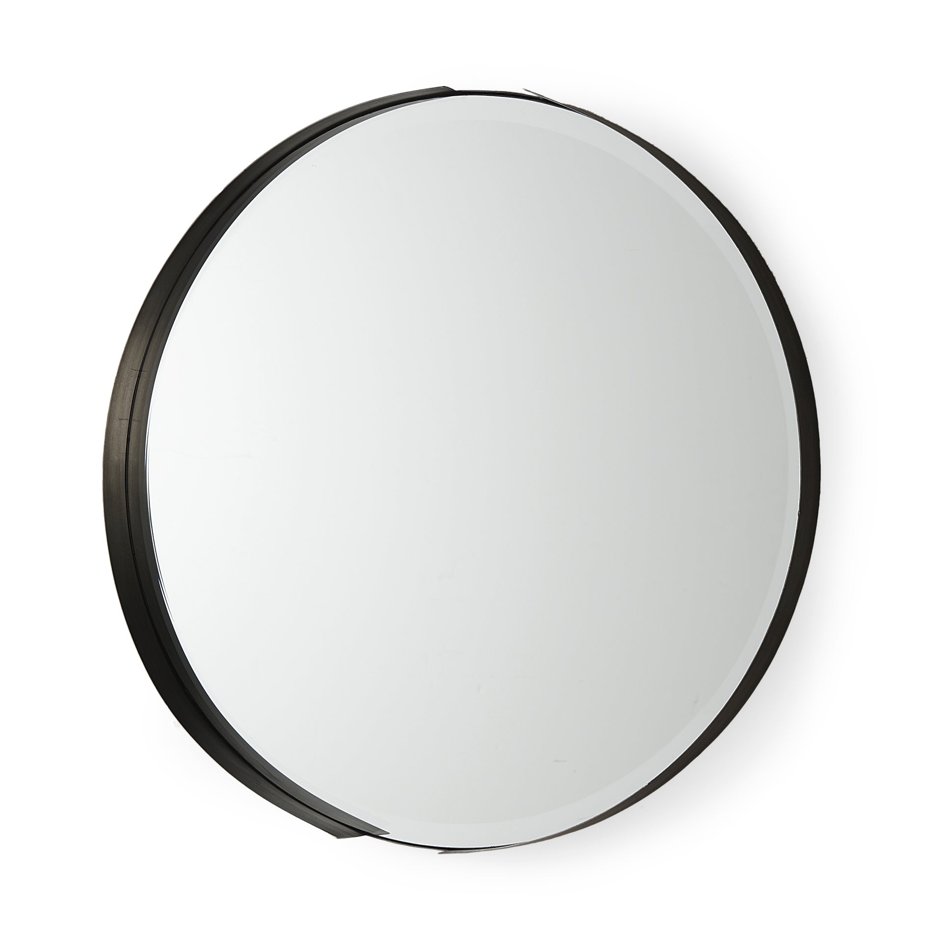 Adrianna 24.4" Black Metal Round Mirror - Central Designs