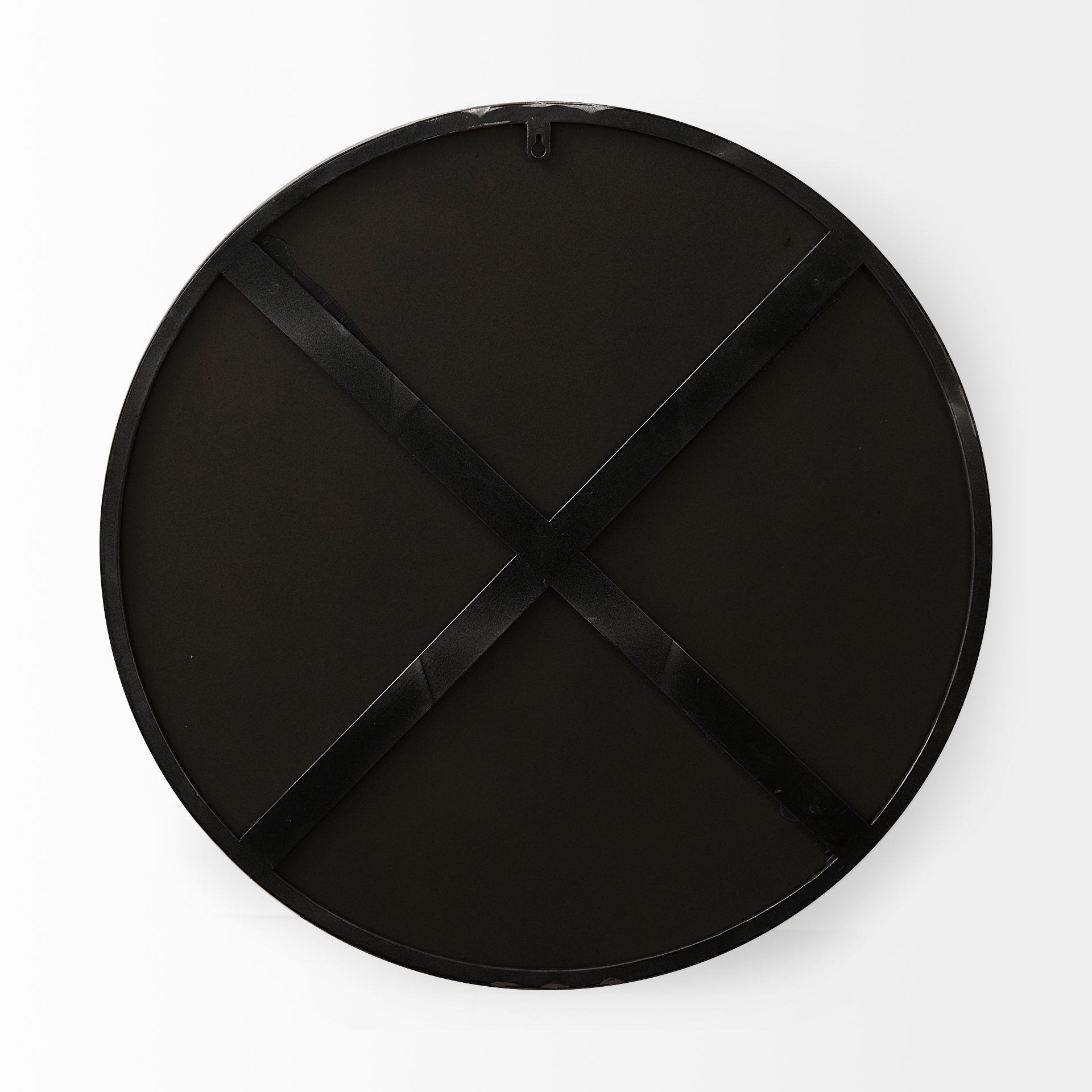 Adrianna 24.4" Black Metal Round Mirror - Central Designs