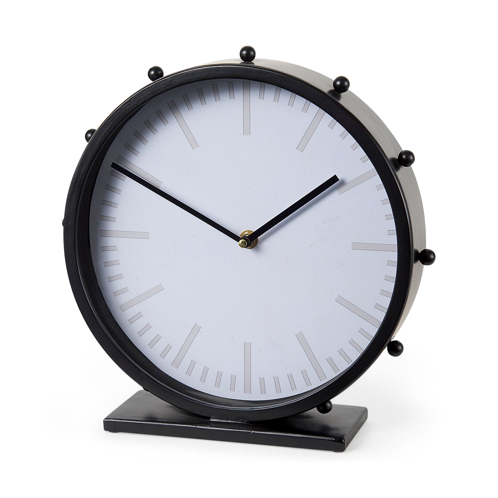 Marian 11.0L x 3.1W x 11.0H Black Studded Round Table Clock - Central Designs
