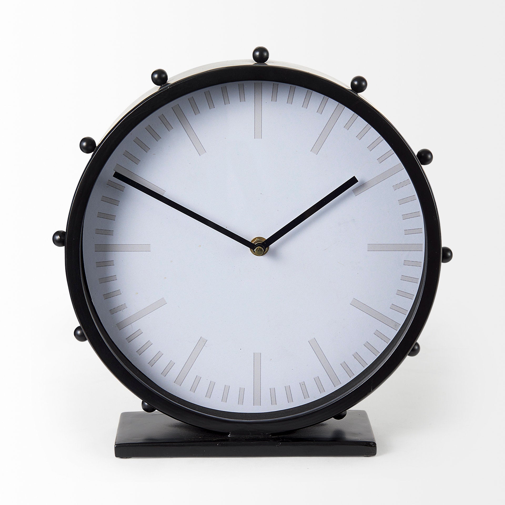 Marian 11.0L x 3.1W x 11.0H Black Studded Round Table Clock - Central Designs