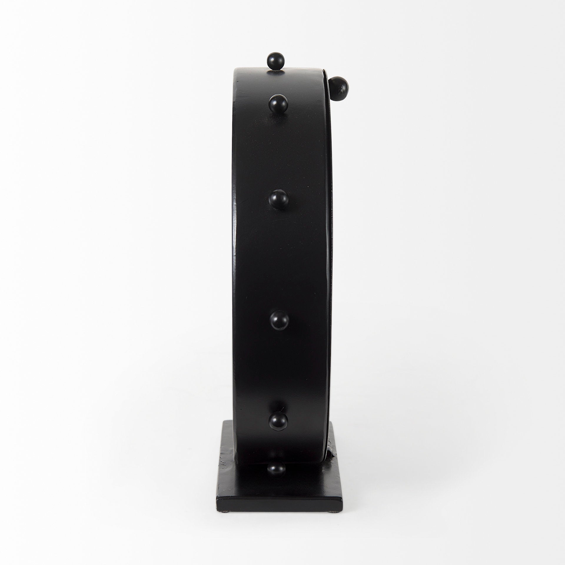 Marian 11.0L x 3.1W x 11.0H Black Studded Round Table Clock - Central Designs