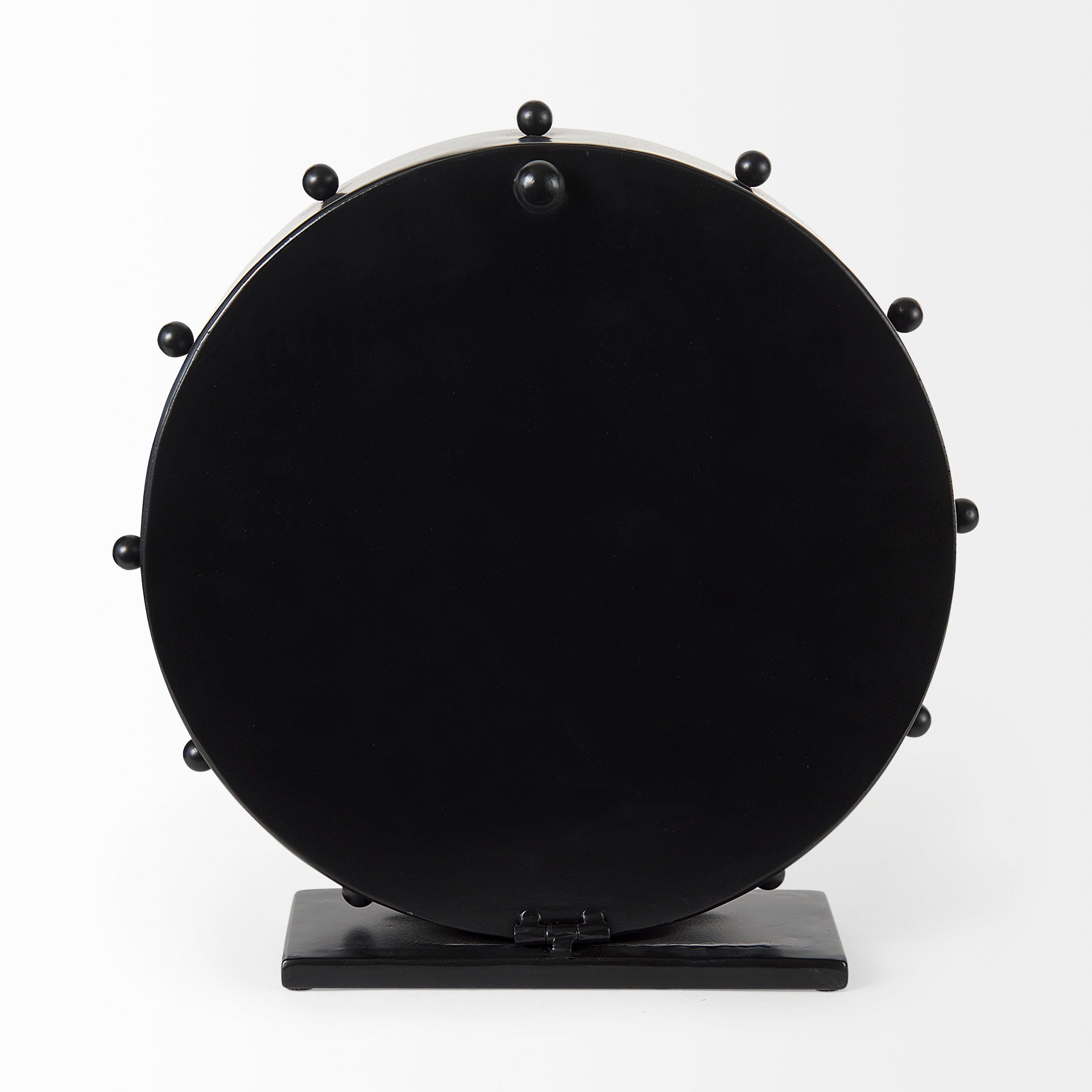 Marian 11.0L x 3.1W x 11.0H Black Studded Round Table Clock - Central Designs