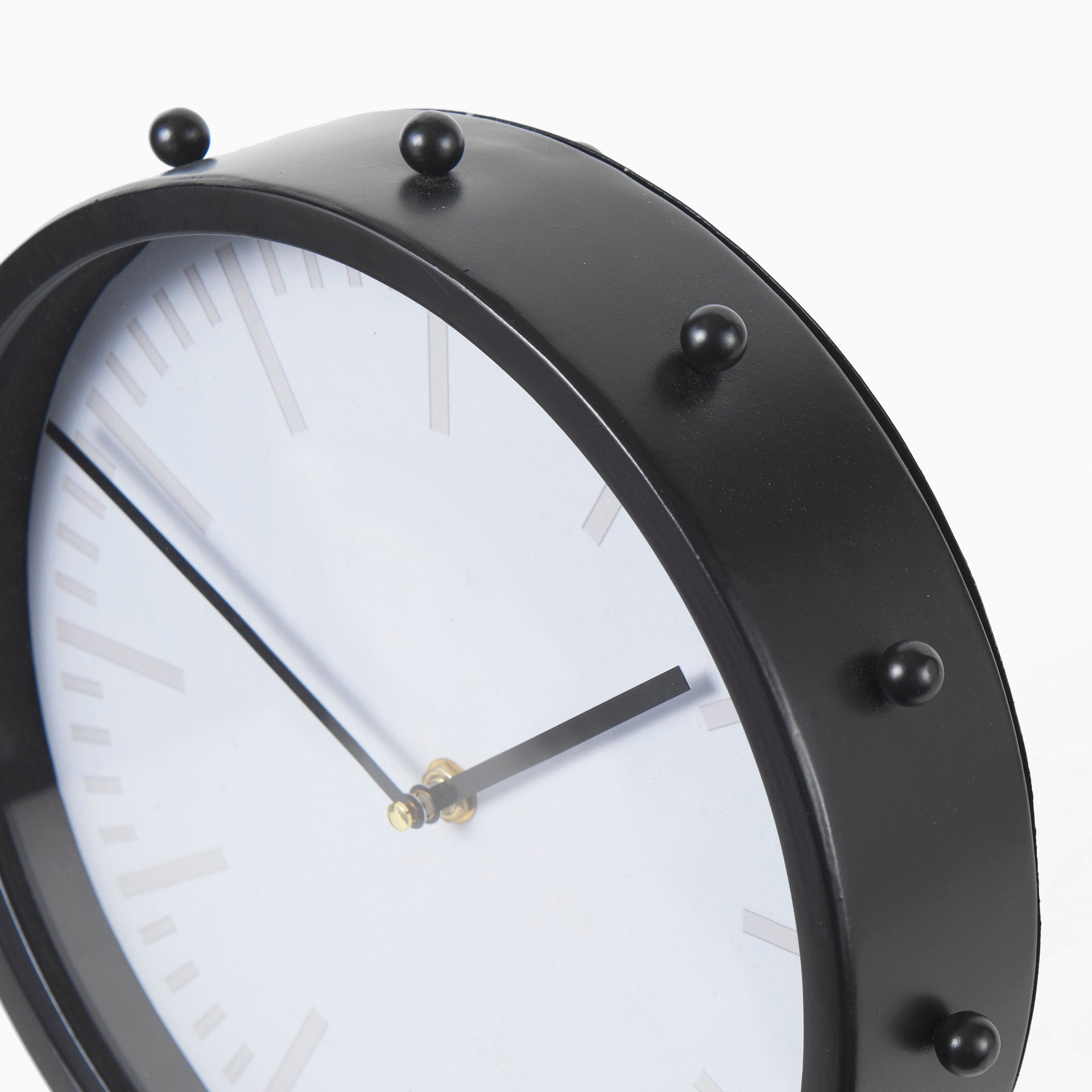 Marian 11.0L x 3.1W x 11.0H Black Studded Round Table Clock - Central Designs
