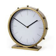 Marian 11.0L x 3.1W x 11.0H Gold Metal W/Studs Round Table Clock - Central Designs