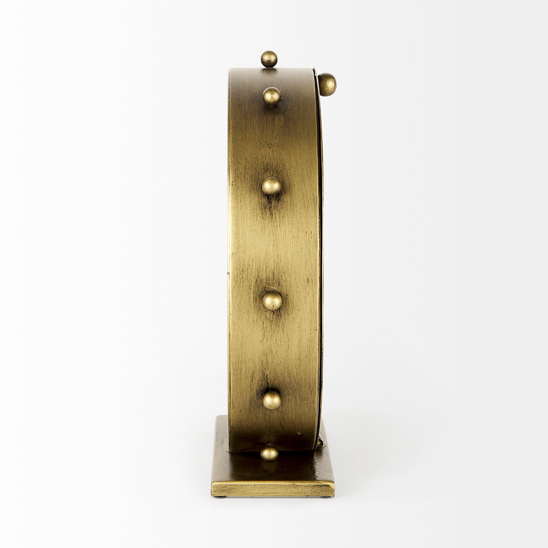Marian 11.0L x 3.1W x 11.0H Gold Metal W/Studs Round Table Clock - Central Designs