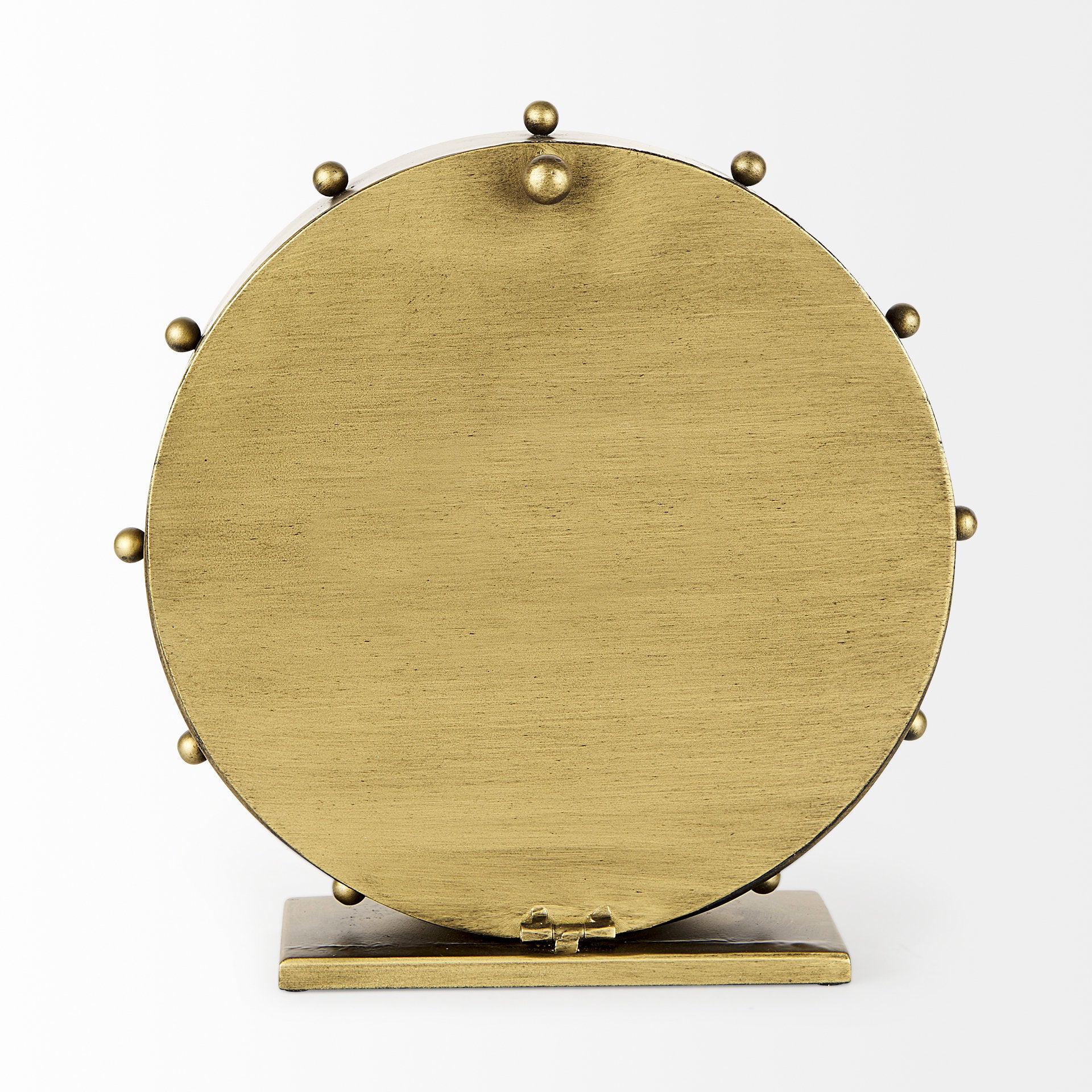 Marian 11.0L x 3.1W x 11.0H Gold Metal W/Studs Round Table Clock - Central Designs
