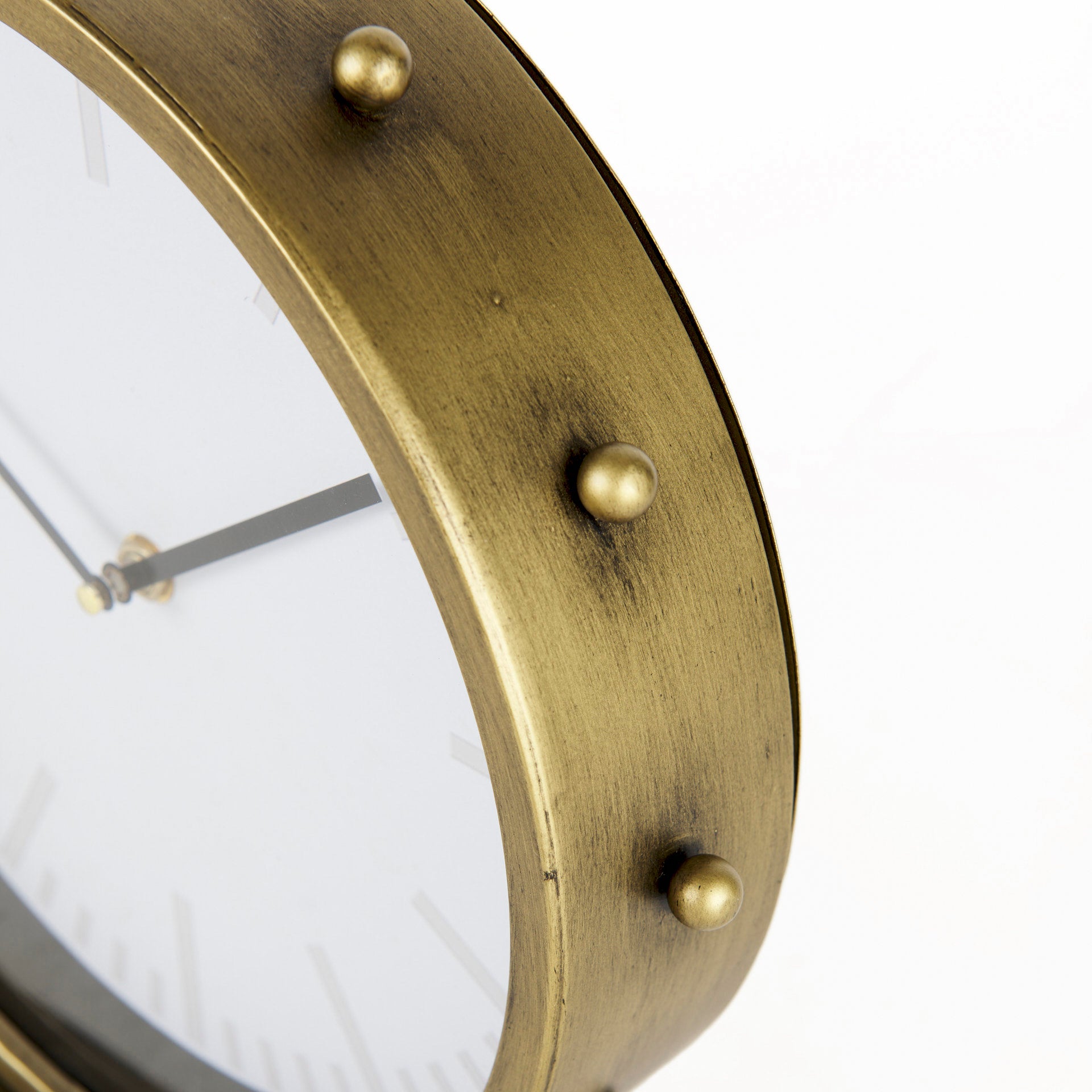 Marian 11.0L x 3.1W x 11.0H Gold Metal W/Studs Round Table Clock - Central Designs