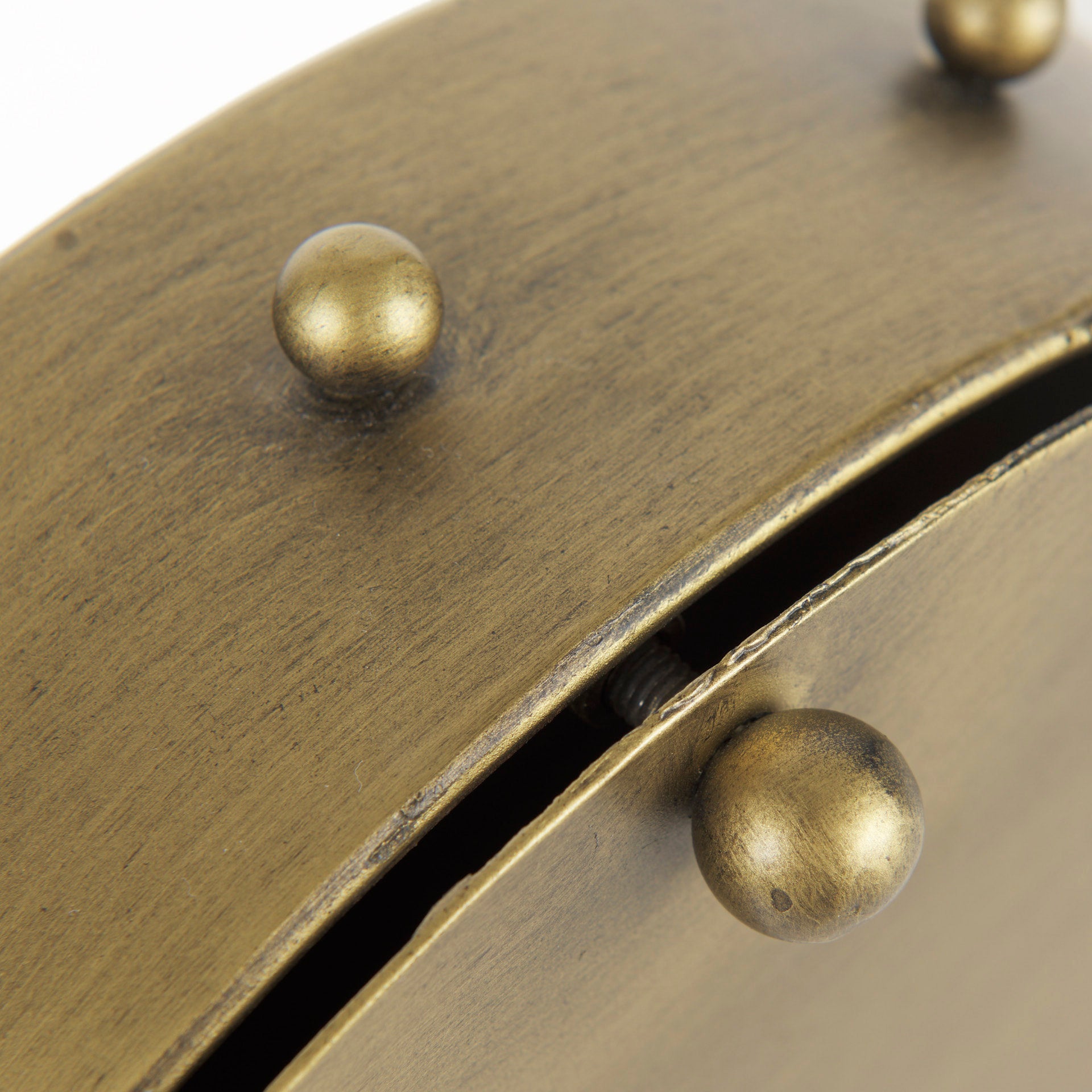 Marian 11.0L x 3.1W x 11.0H Gold Metal W/Studs Round Table Clock - Central Designs