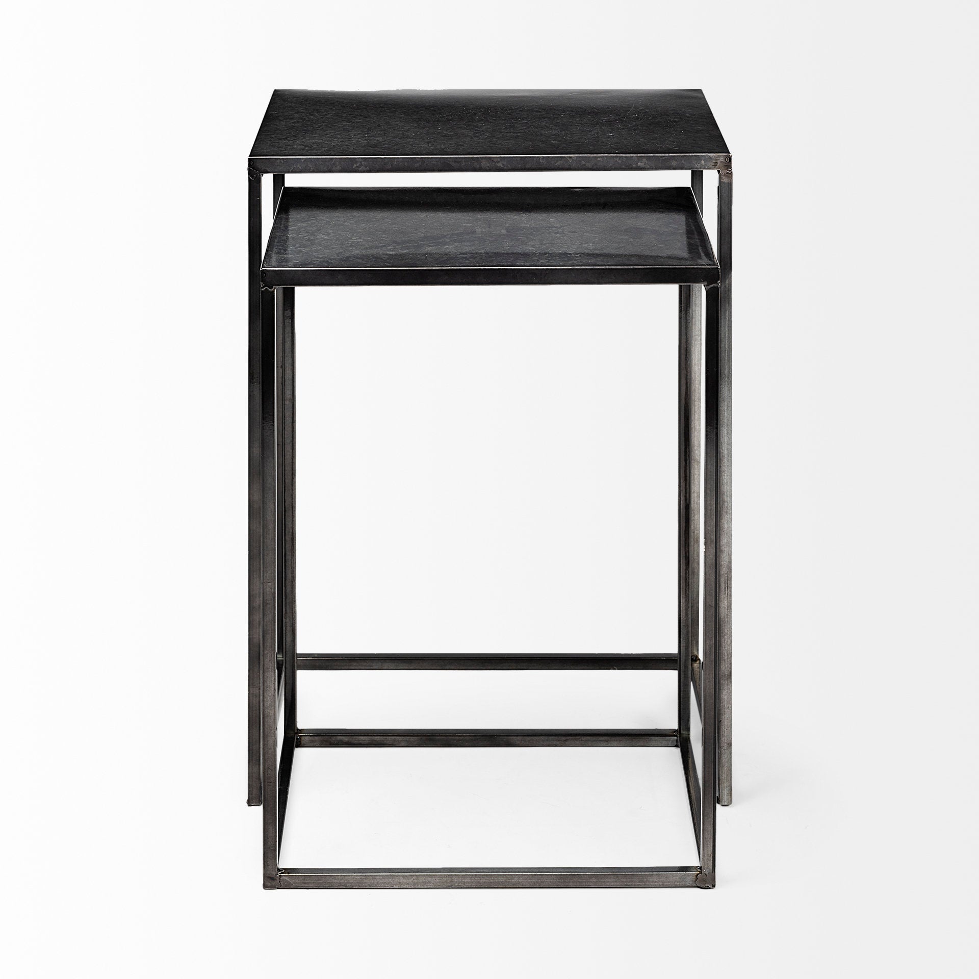 Kasey (Set of 2) 17.7L x 12.6W x 24.4H Galvanized Metal Nesting Accent Tables - Central Designs