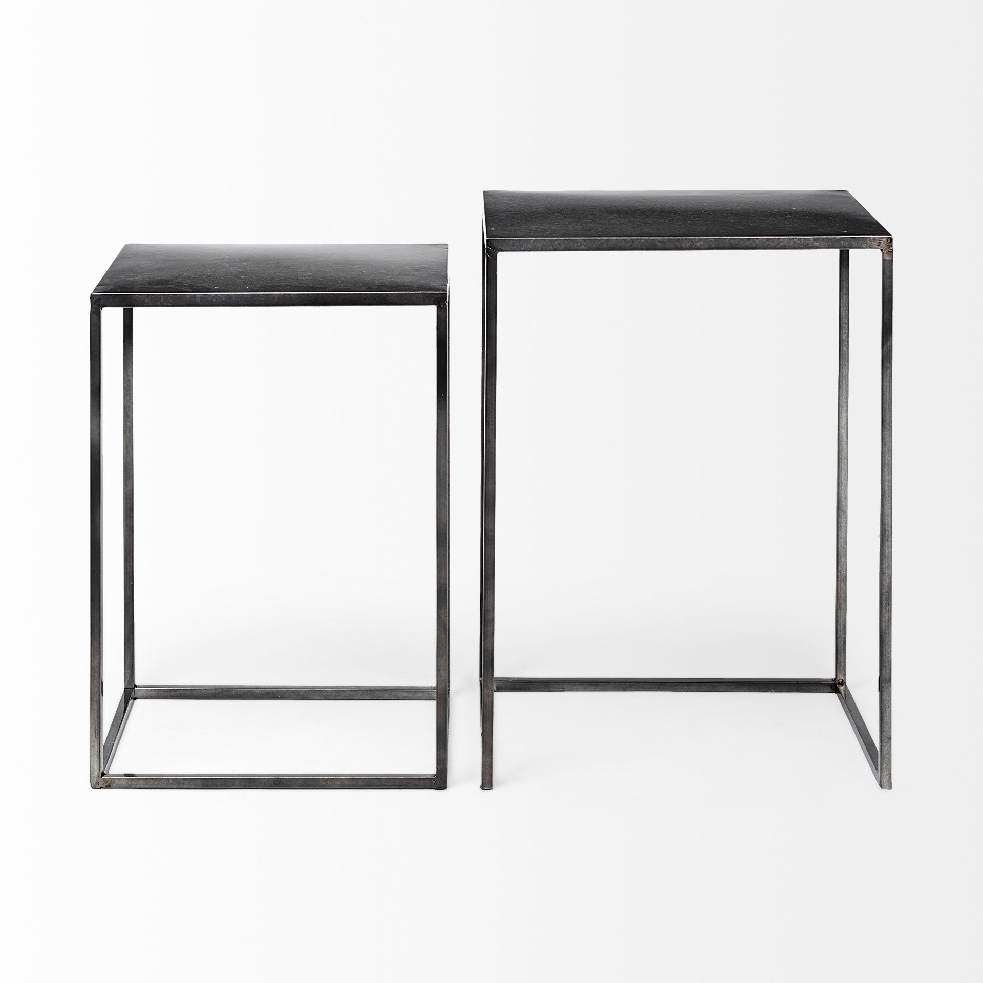 Kasey (Set of 2) 17.7L x 12.6W x 24.4H Galvanized Metal Nesting Accent Tables - Central Designs