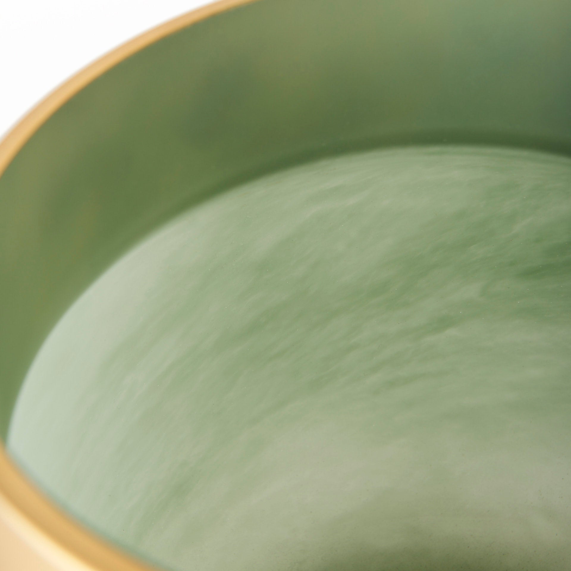Minty 9.9L x 9.9W x 9.6H Green Glass Vase W/Matte Gold Metal Neck Cuff - Central Designs