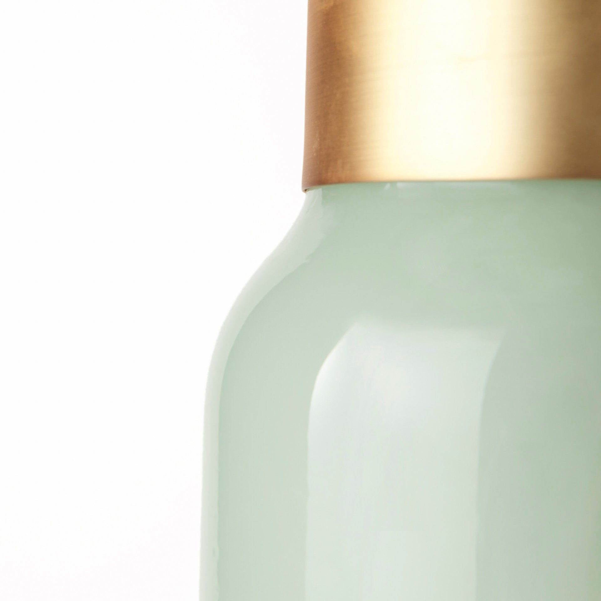 Minty 5.7L x 5.7W x 16.8H Green Glass Vase W/Matte Gold Metal Neck Cuff - Central Designs