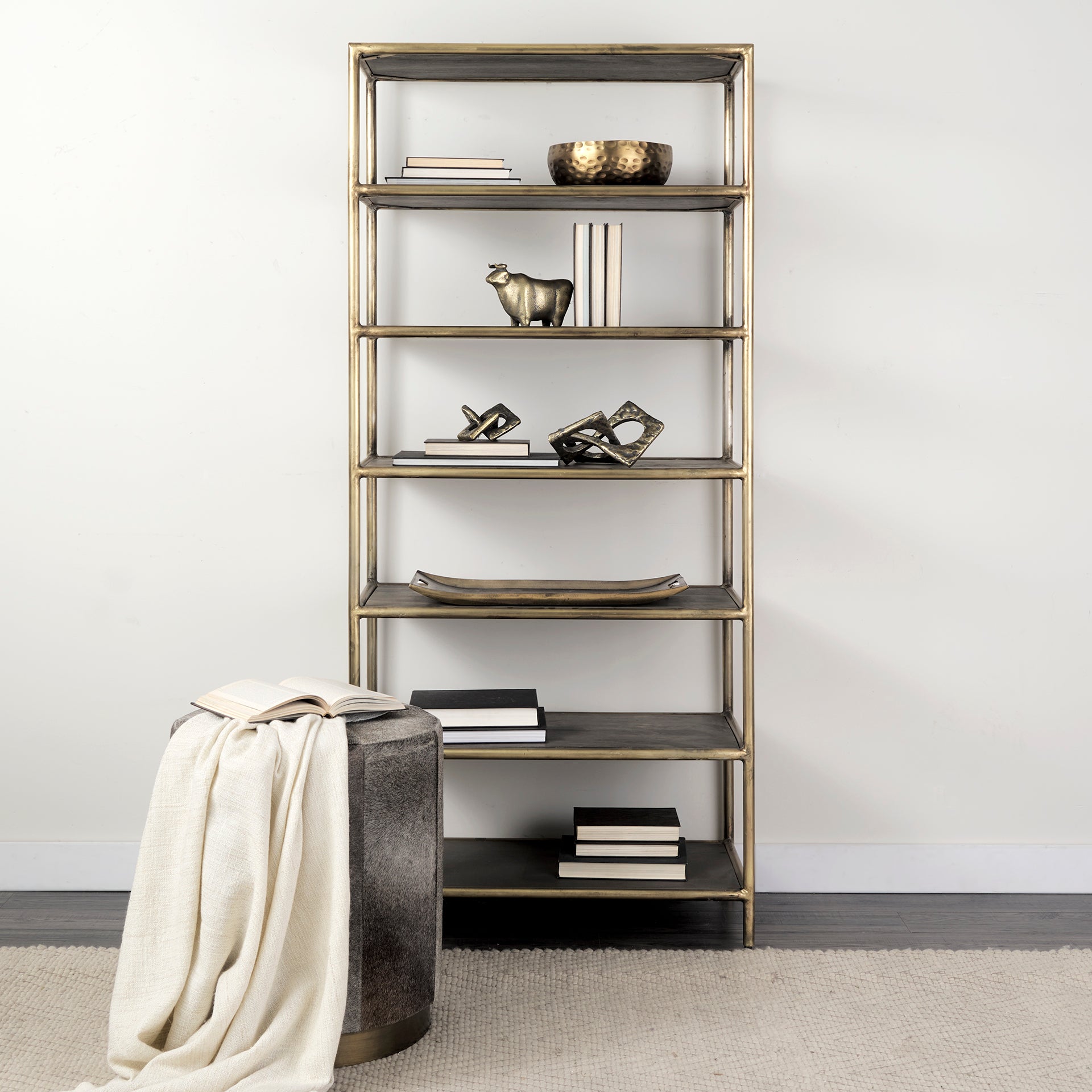 Karmel 12L x 12W Gold Hammered Aluminum Bowl - Central Designs