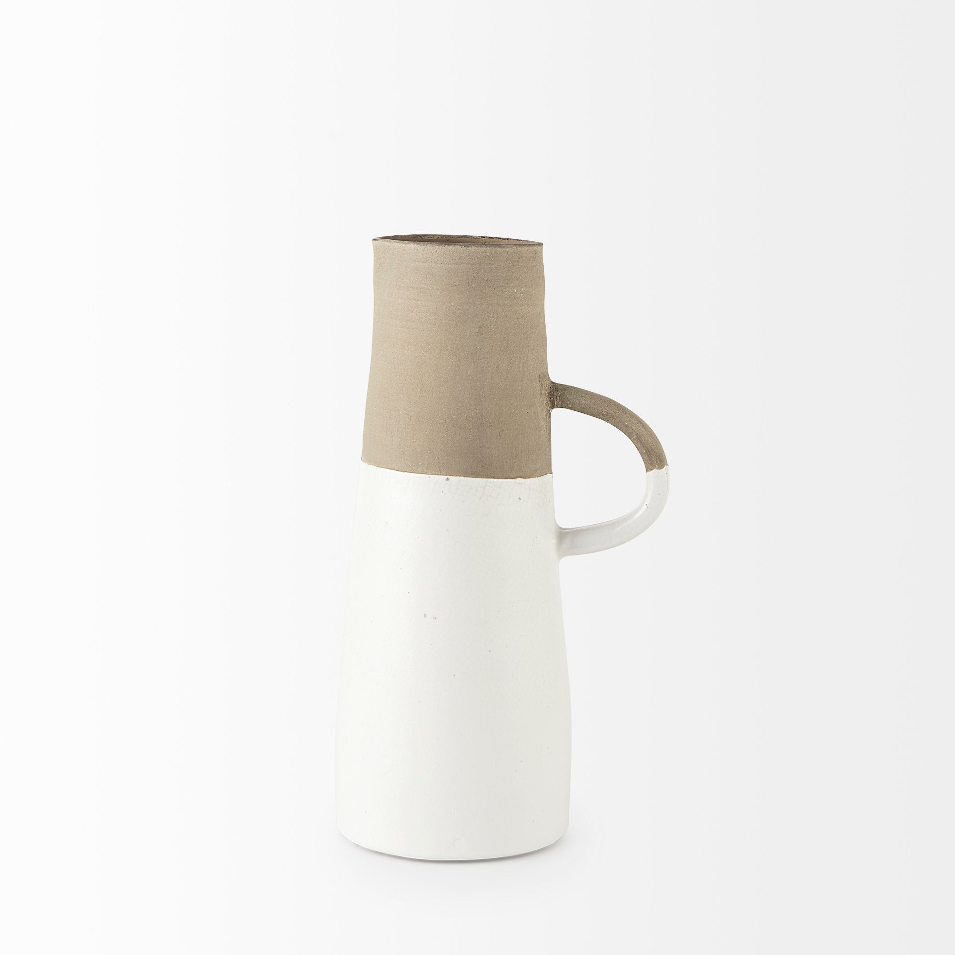 Garand Medium 15H Two - Toned White Natural Ceramic Jug - Central Designs