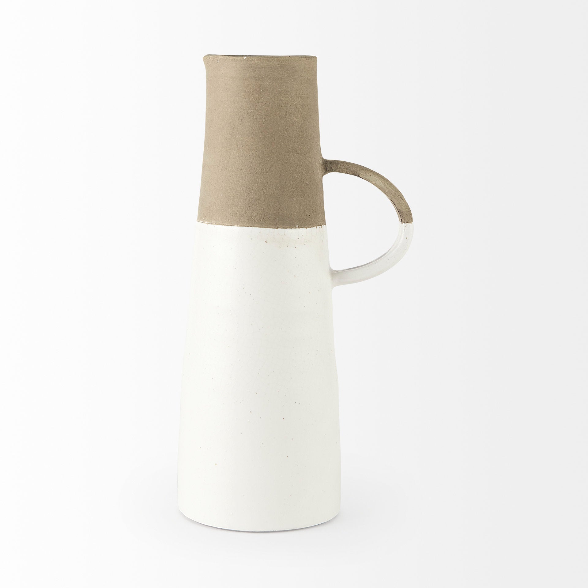 Garand Large 18.8H Two - Toned White Natural Ceramic Jug - Central Designs