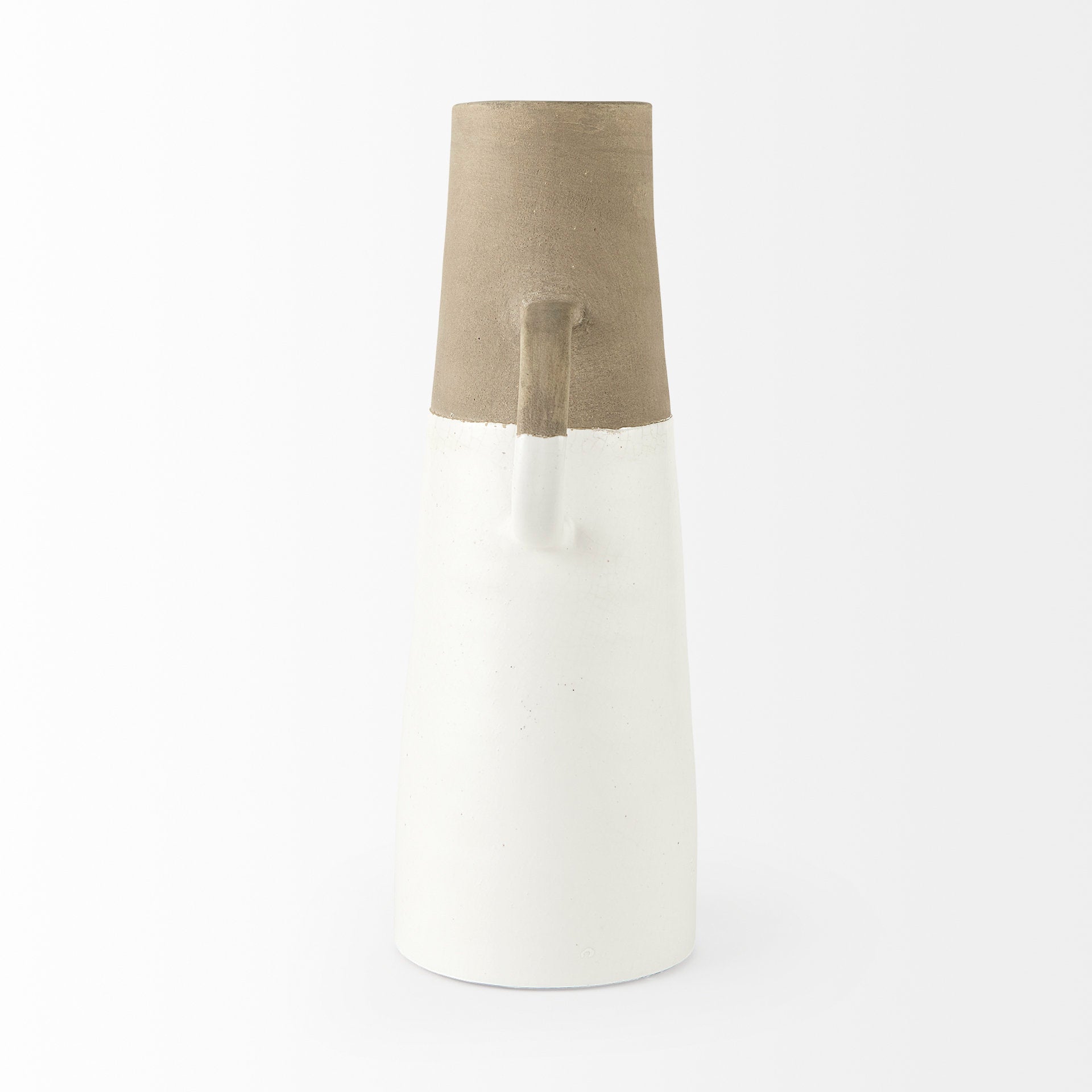 Garand Large 18.8H Two - Toned White Natural Ceramic Jug - Central Designs