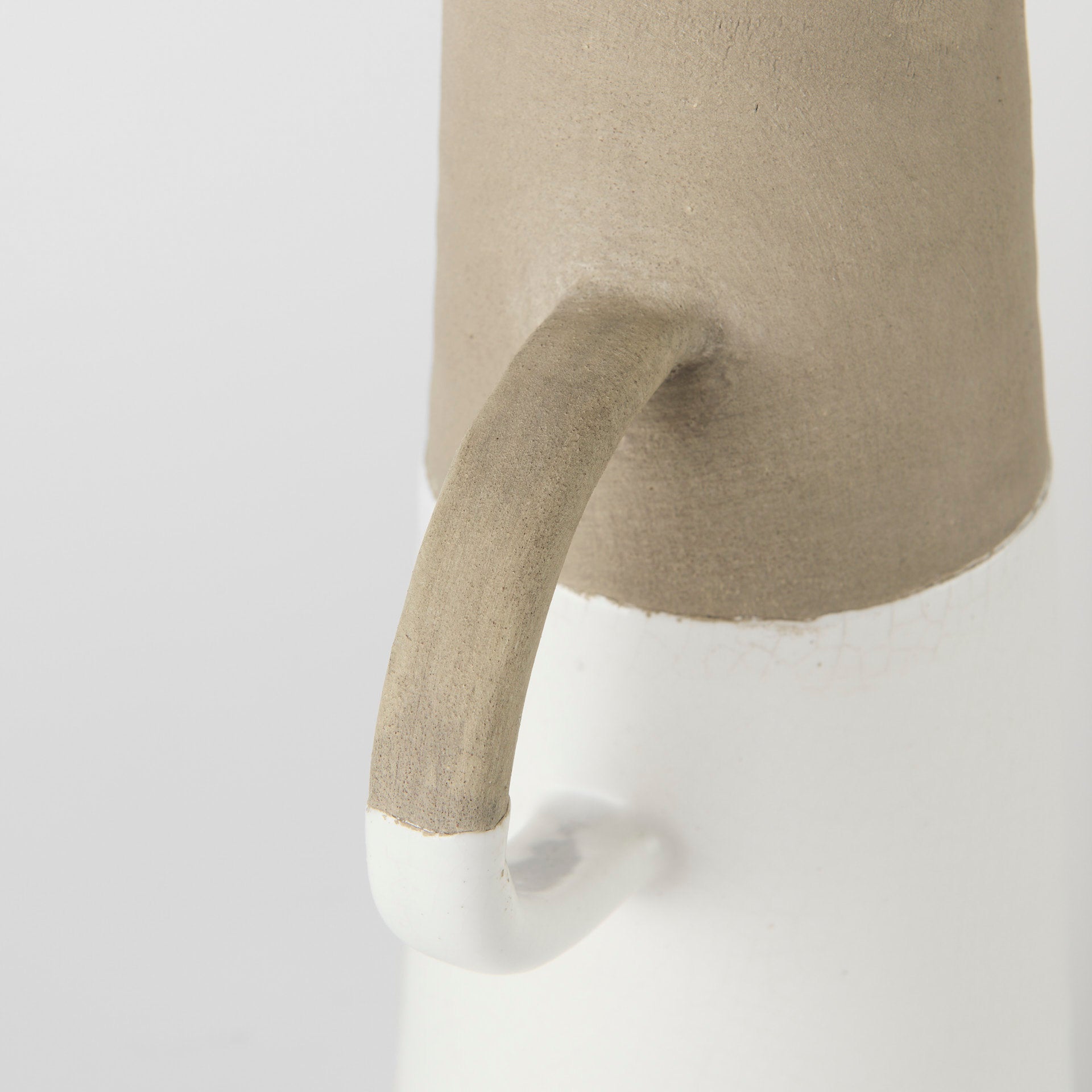 Garand Large 18.8H Two - Toned White Natural Ceramic Jug - Central Designs