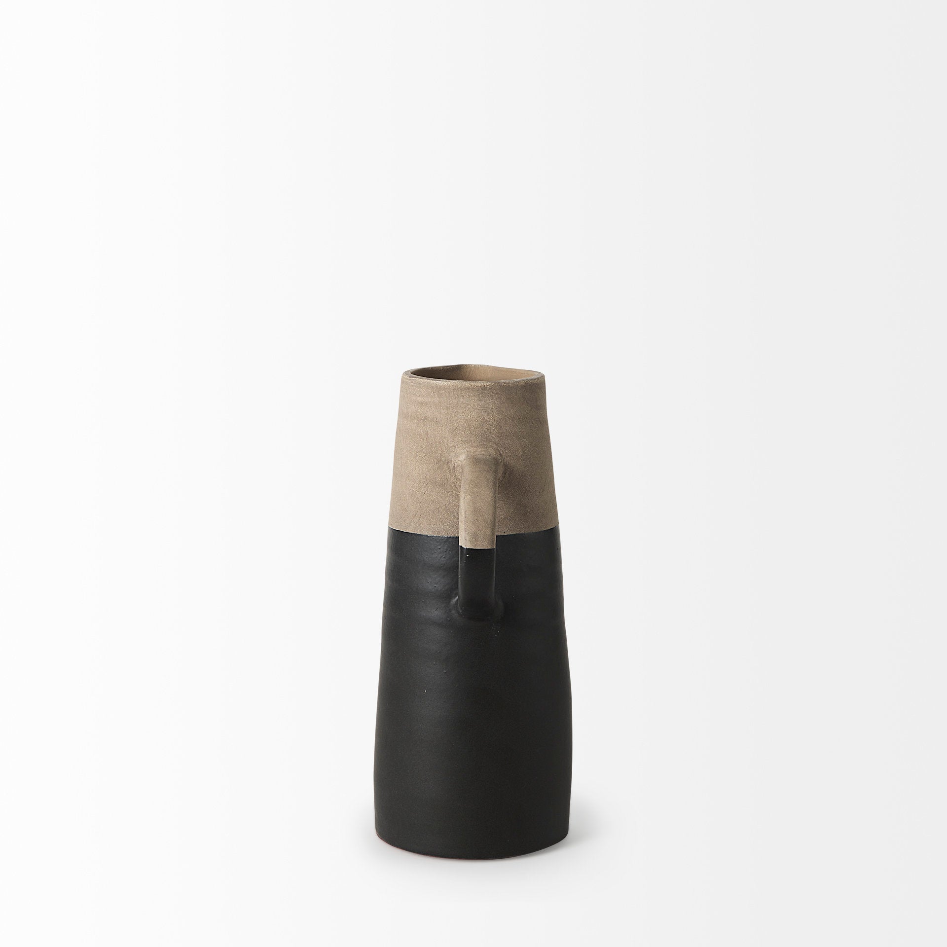 Garand Small 13H Two - Toned Black/Natural Ceramic Jug - Central Designs