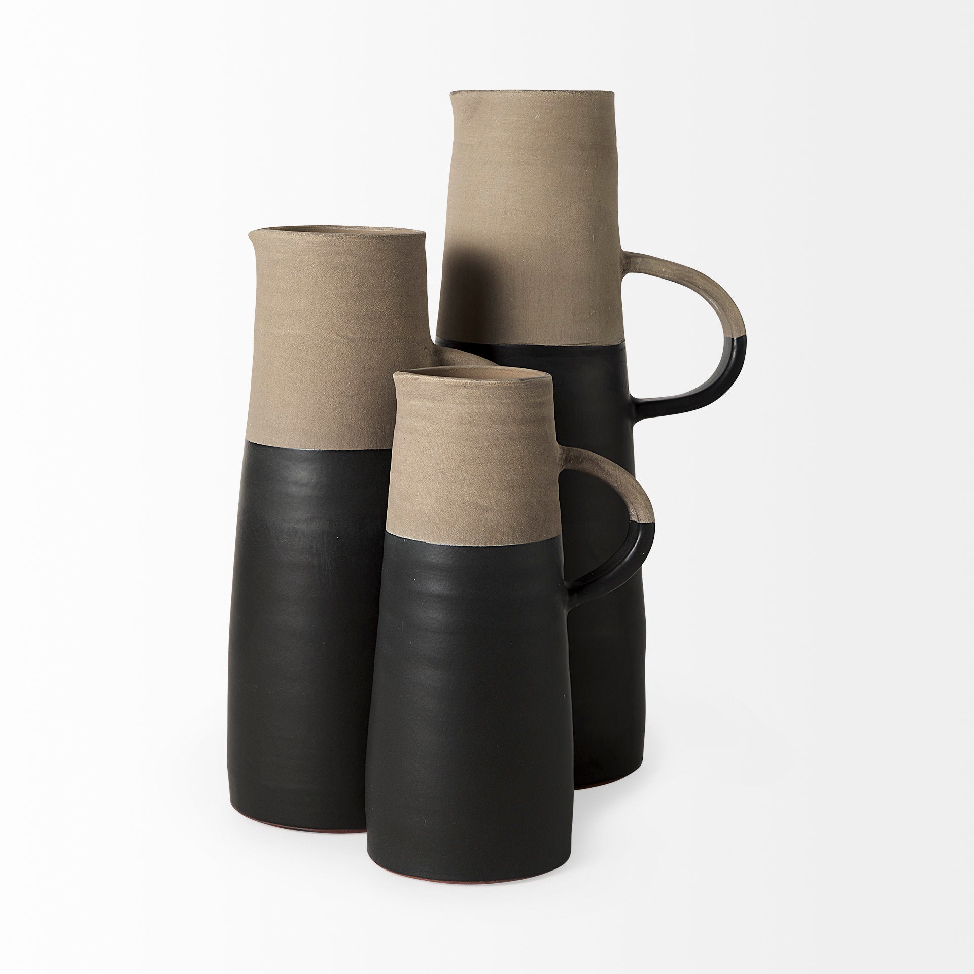 Garand Small 13H Two - Toned Black/Natural Ceramic Jug - Central Designs
