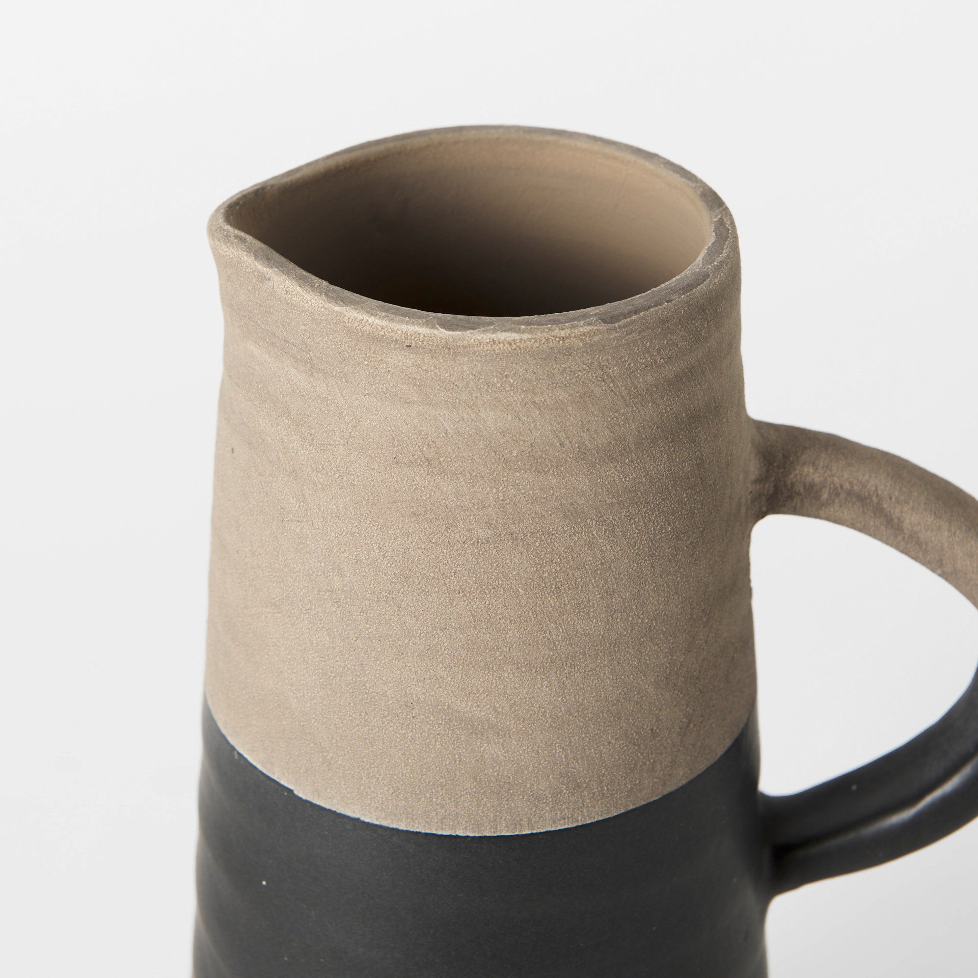 Garand Small 13H Two - Toned Black/Natural Ceramic Jug - Central Designs
