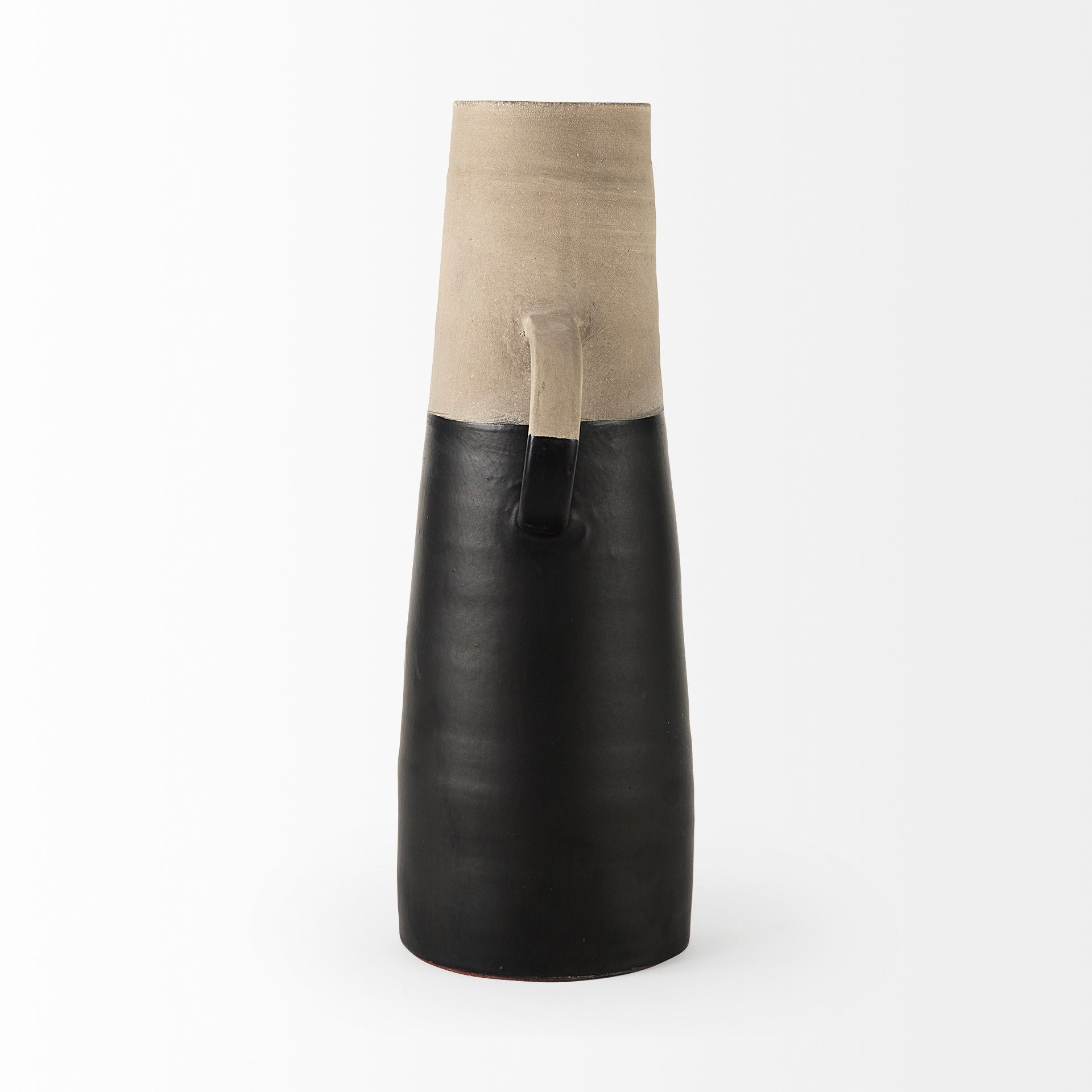 Garand Large 18.8H Two - Toned Black/Natural Ceramic Jug - Central Designs