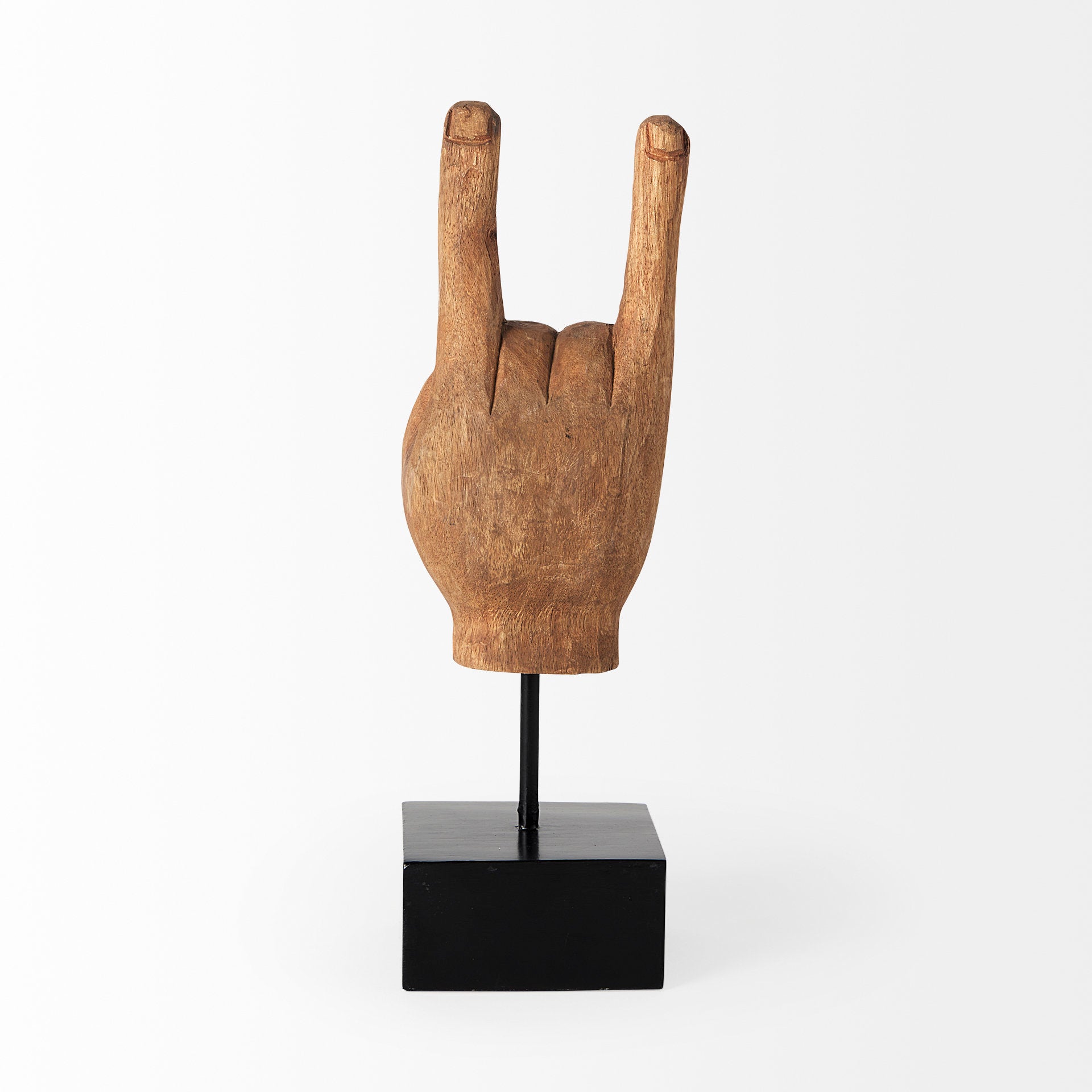 Saxum 4L x 4W Natural Wooden Carved Hang Loose Hand - Central Designs