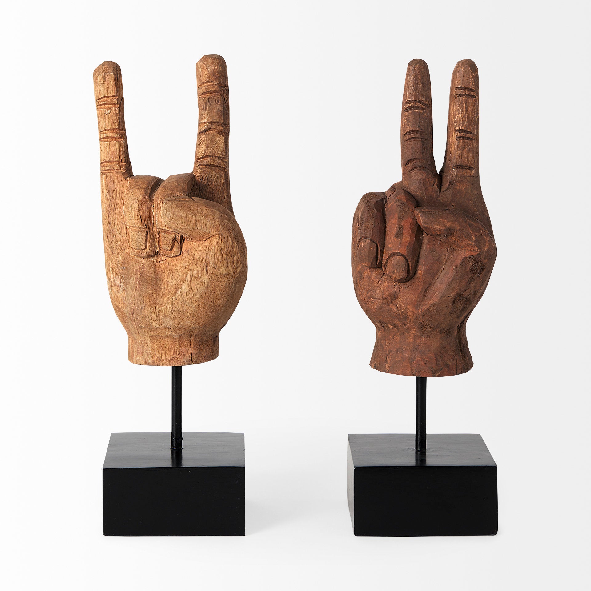 Saxum 4L x 4W Natural Wooden Carved Hang Loose Hand - Central Designs