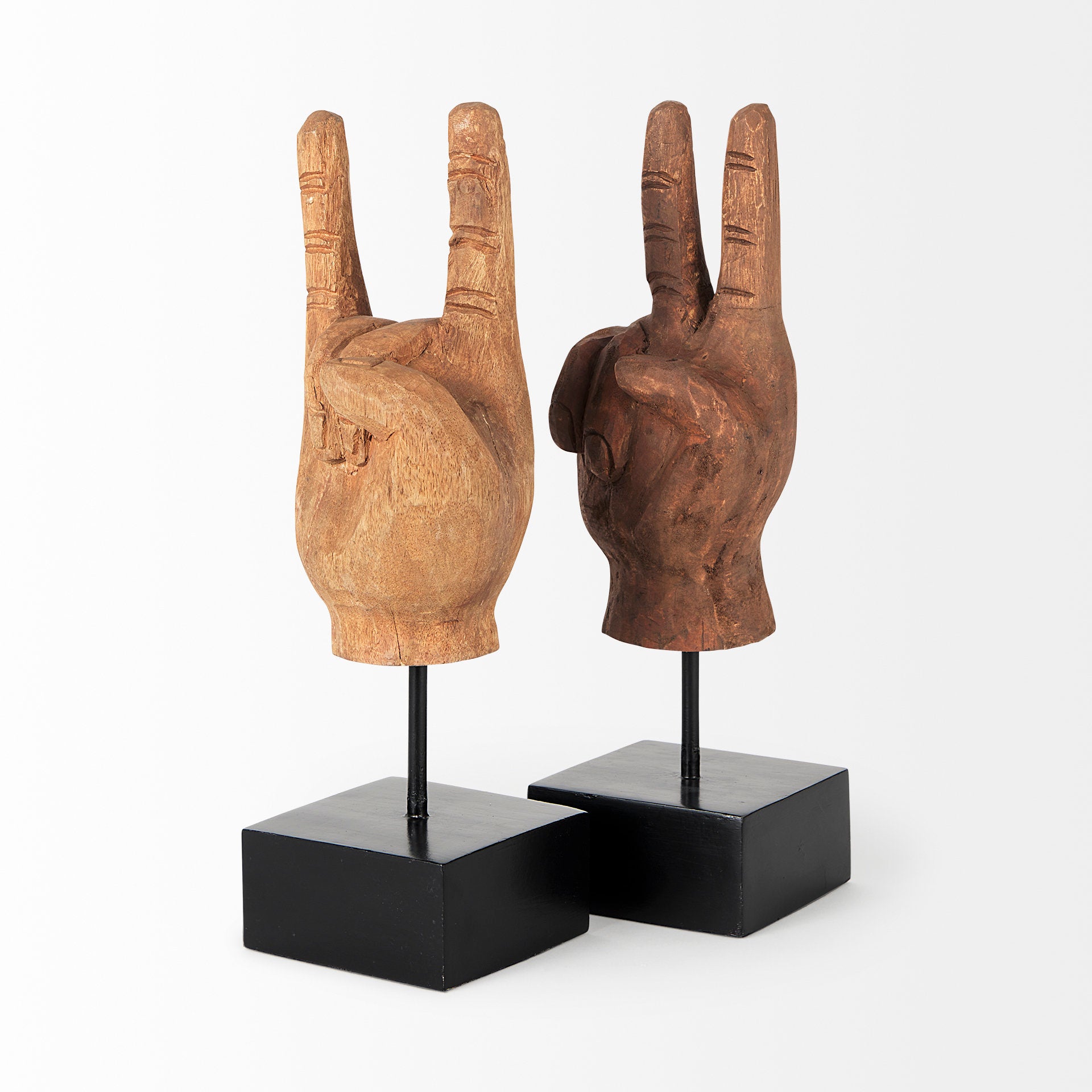 Saxum 4L x 4W Natural Wooden Carved Hang Loose Hand - Central Designs