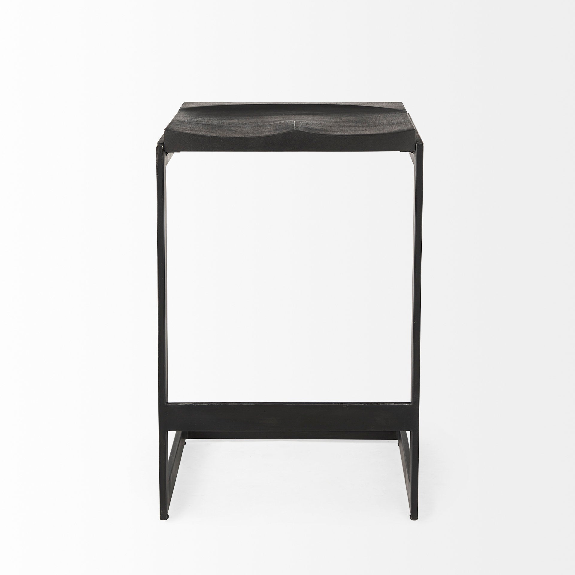 Kiran 17L x 17W x 26H Black Wood W/ Black Metal Base C - Shape Counter Stool - Central Designs