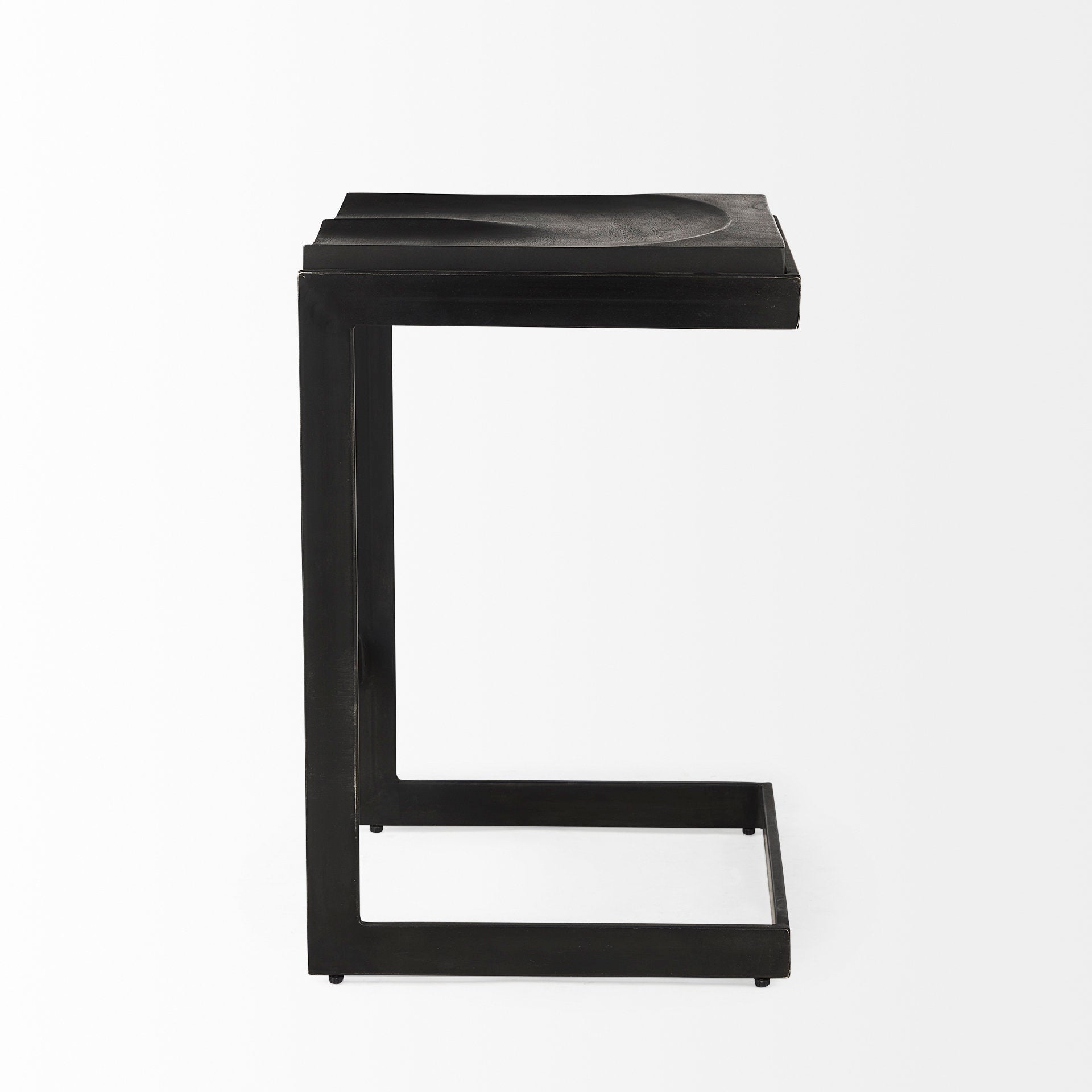Kiran 17L x 17W x 26H Black Wood W/ Black Metal Base C - Shape Counter Stool - Central Designs