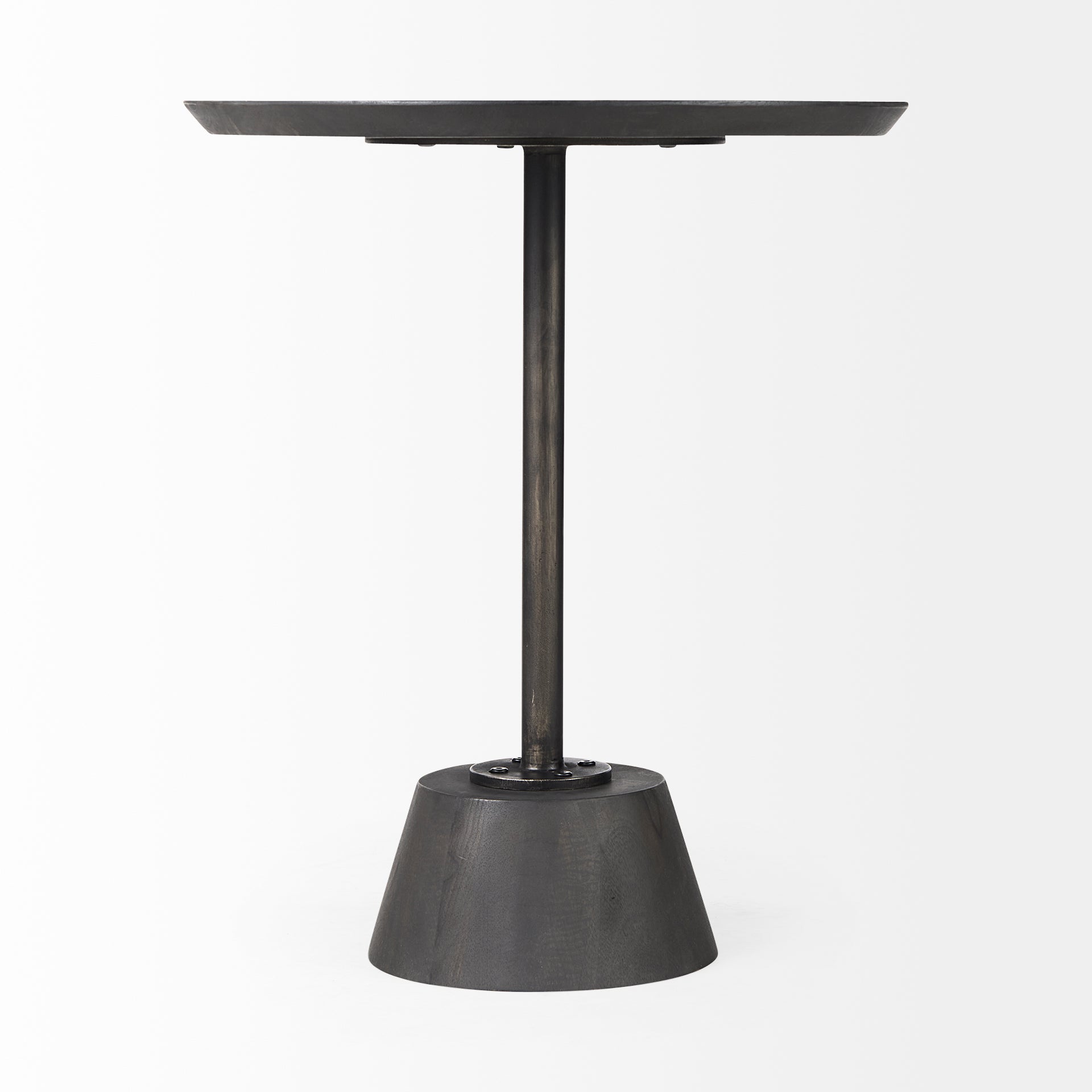 Maxwell 20" Round Dark Brown Wood w/ Black Metal Pedestal Side Table - Central Designs